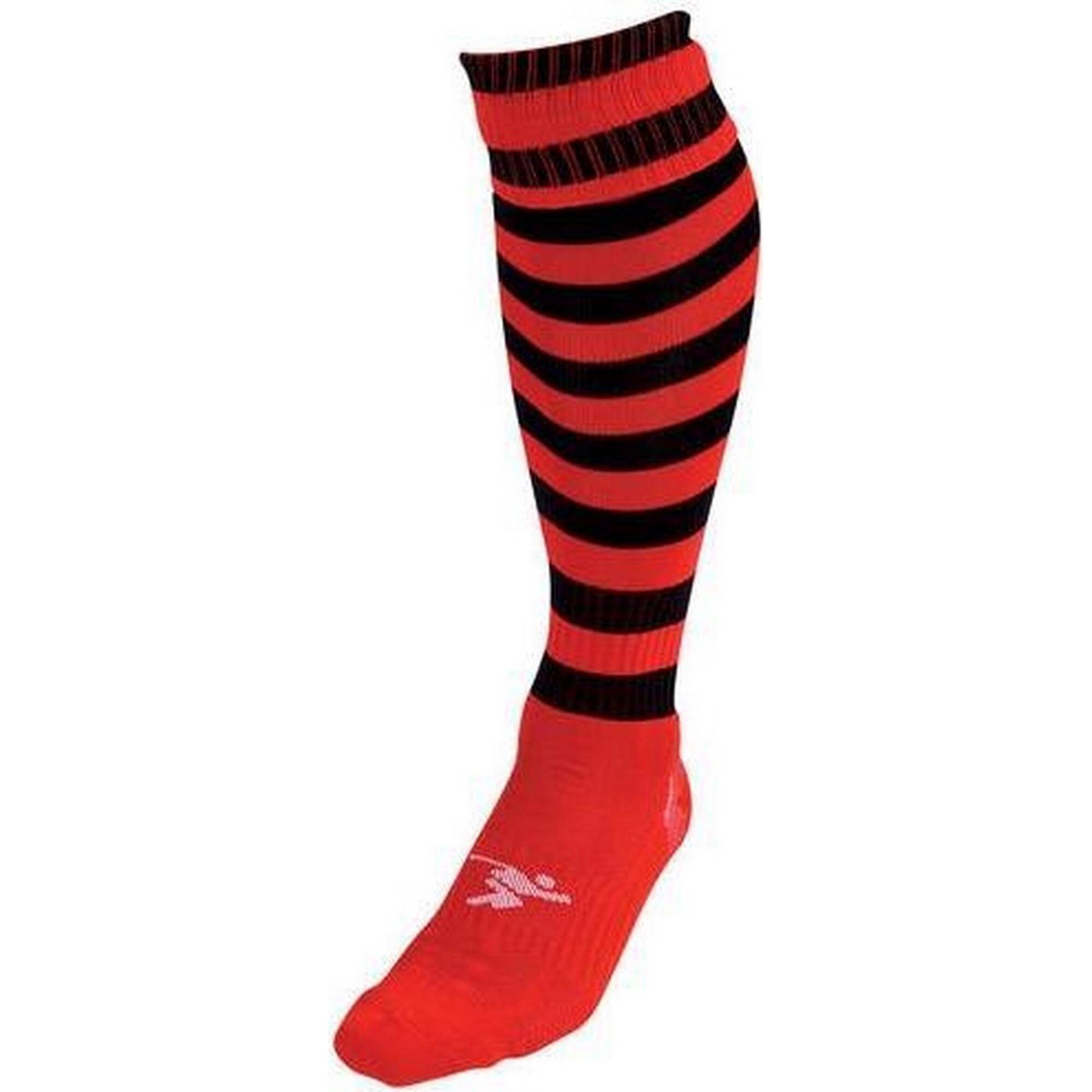 PRECISION Childrens/Kids Pro Hooped Football Socks (Red/Black)