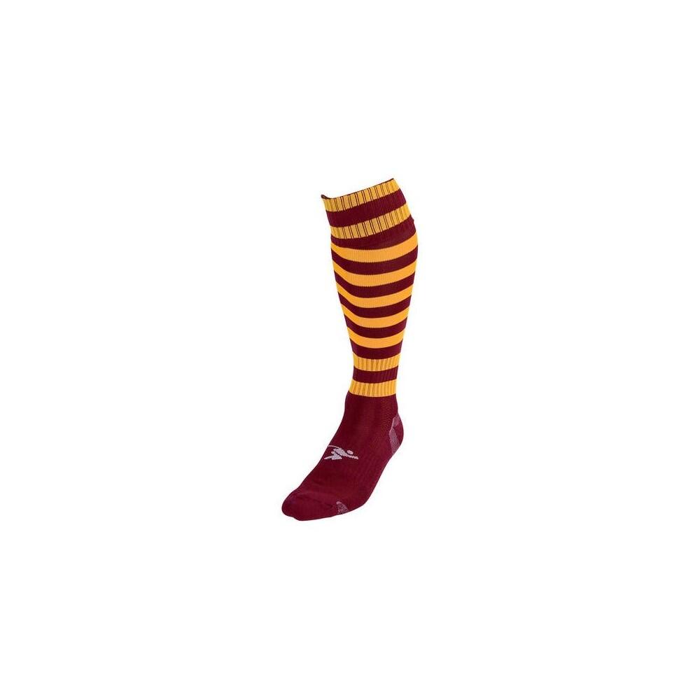 PRECISION Unisex Adult Pro Hooped Football Socks (Maroon/Amber Glow)