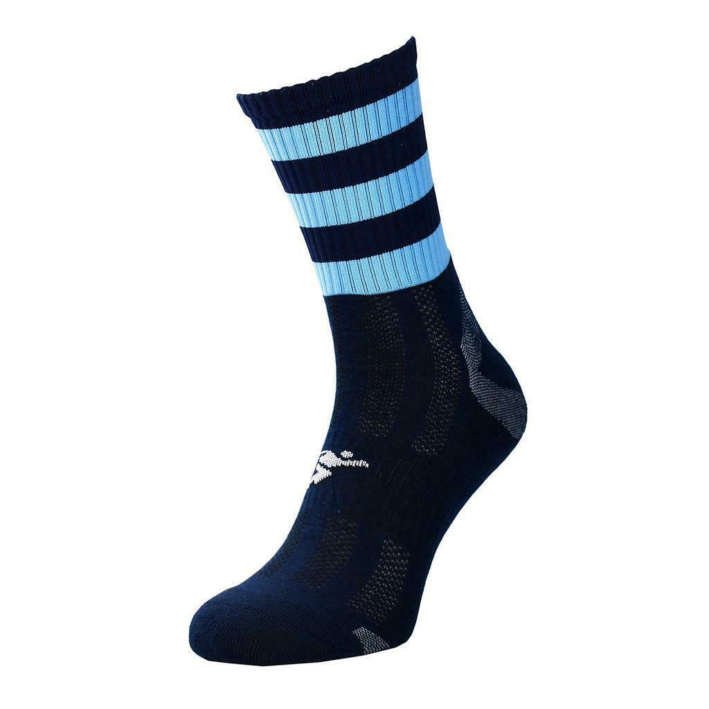 PRECISION Unisex Adult Pro Hooped Football Socks (Navy/Sky Blue)
