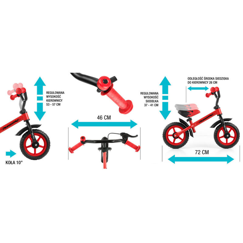 Balance Bike Dragon avec frein bleu