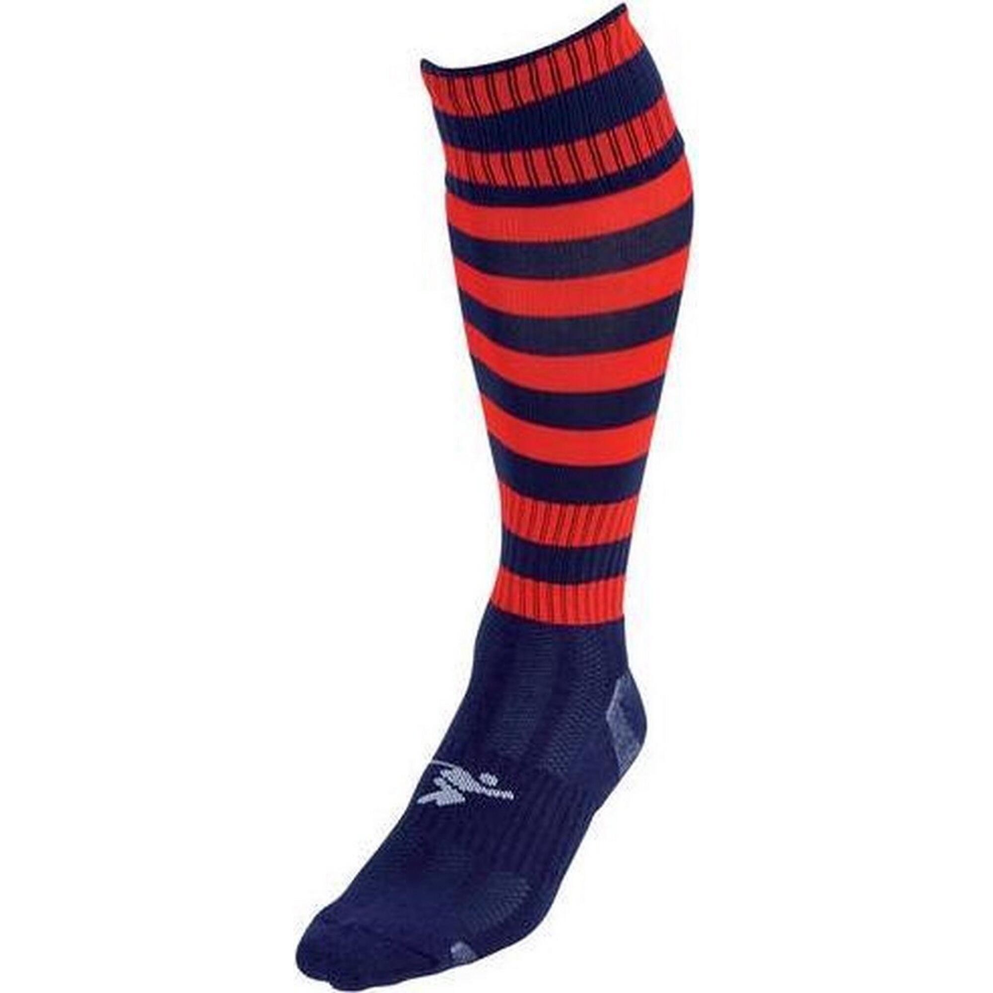 PRECISION Childrens/Kids Pro Hooped Football Socks (Navy/Red)