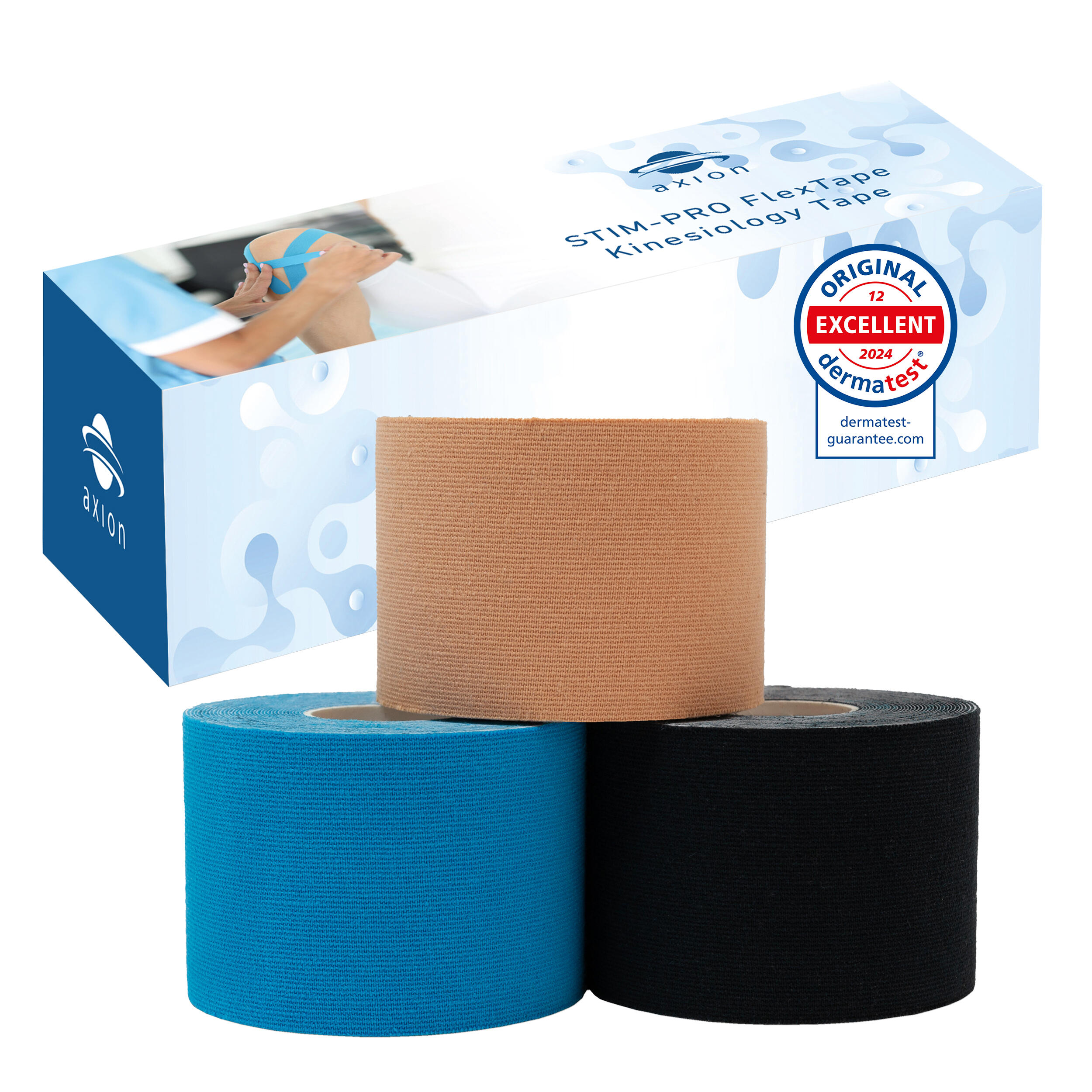 AXION axion kinesiologie tape set van 3 - in blauw, beige, zwart