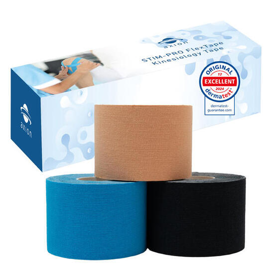 axion Kinesiologie Tapes 3er Set - in Blau, Beige, Schwarz
