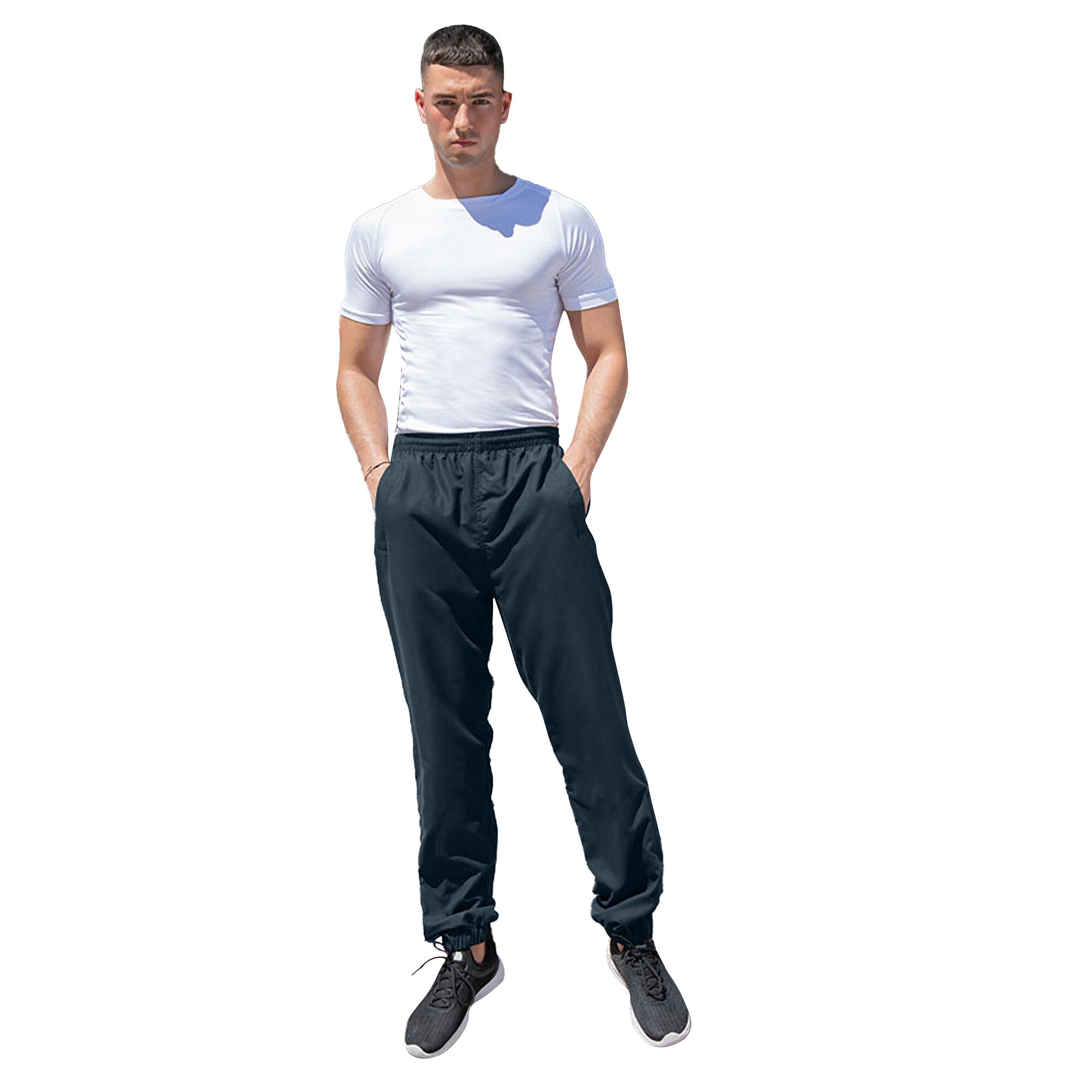 Mens Sports Lined Tracksuit Bottoms / Jog Pants (Navy) 3/4