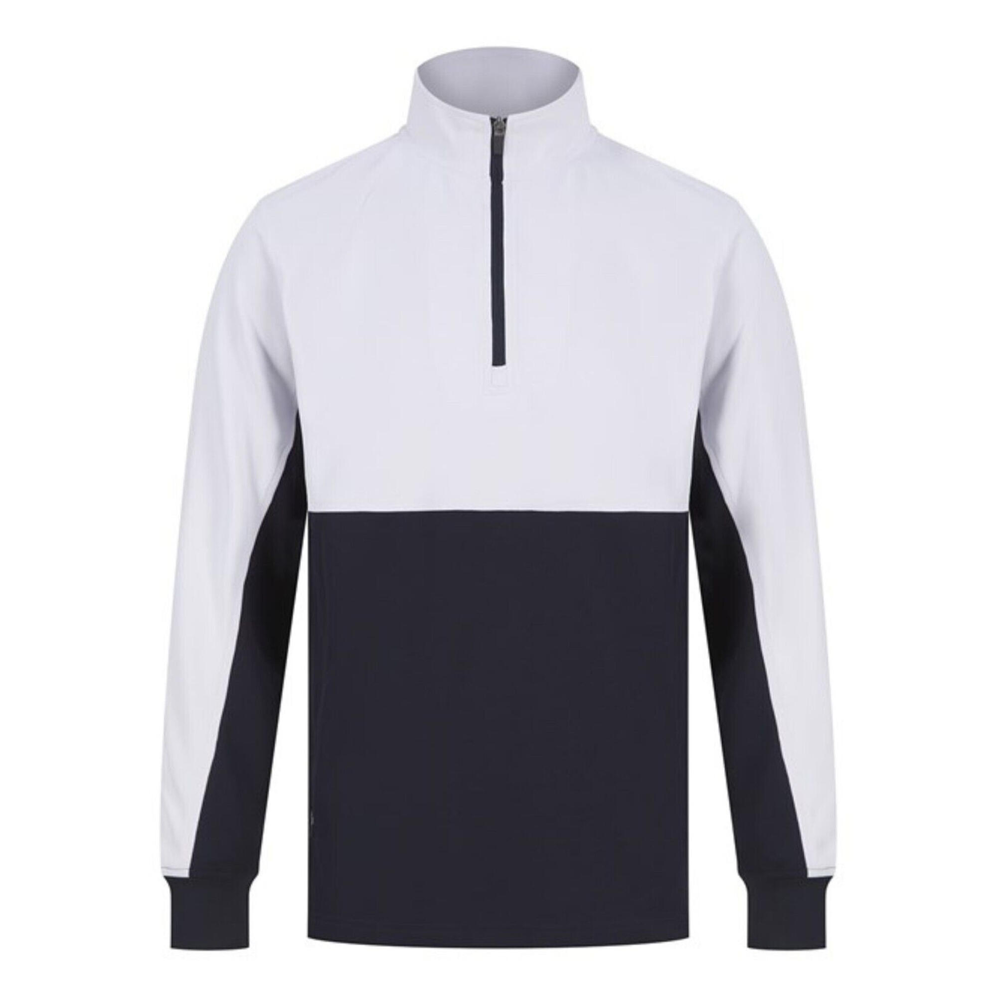 FINDEN & HALES Mens Quarter Zip Track Top (Navy/White)