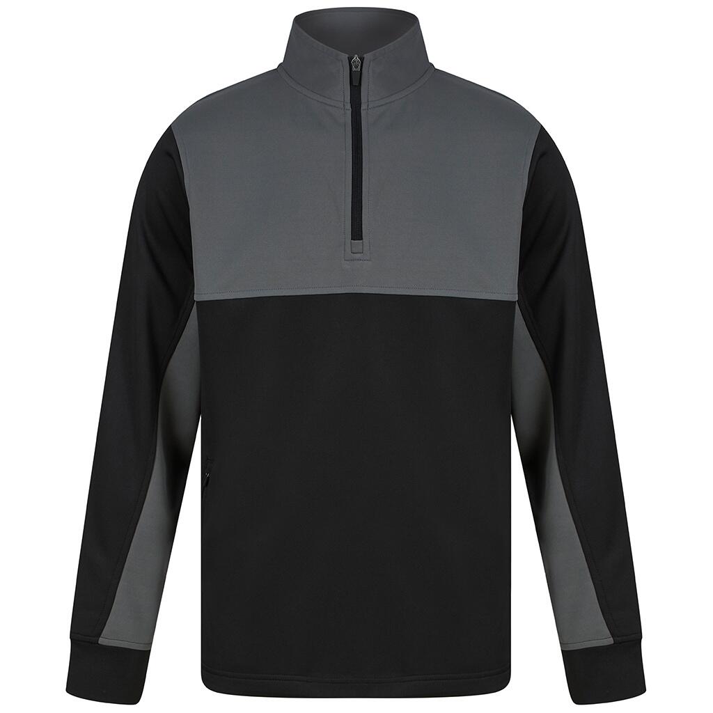 FINDEN & HALES Mens Quarter Zip Track Top (Black/Gunmetal Grey)