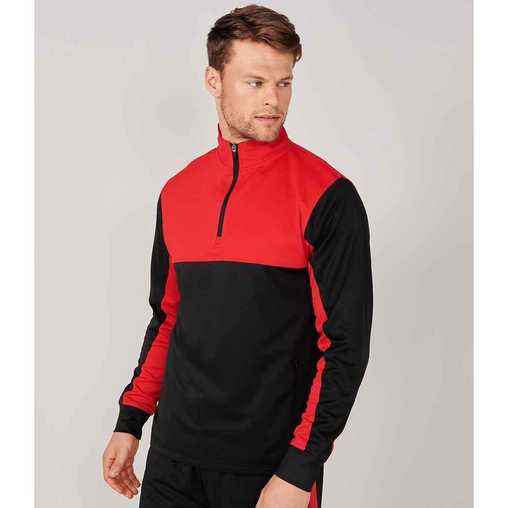 Mens Quarter Zip Track Top (Black/Red) 4/4