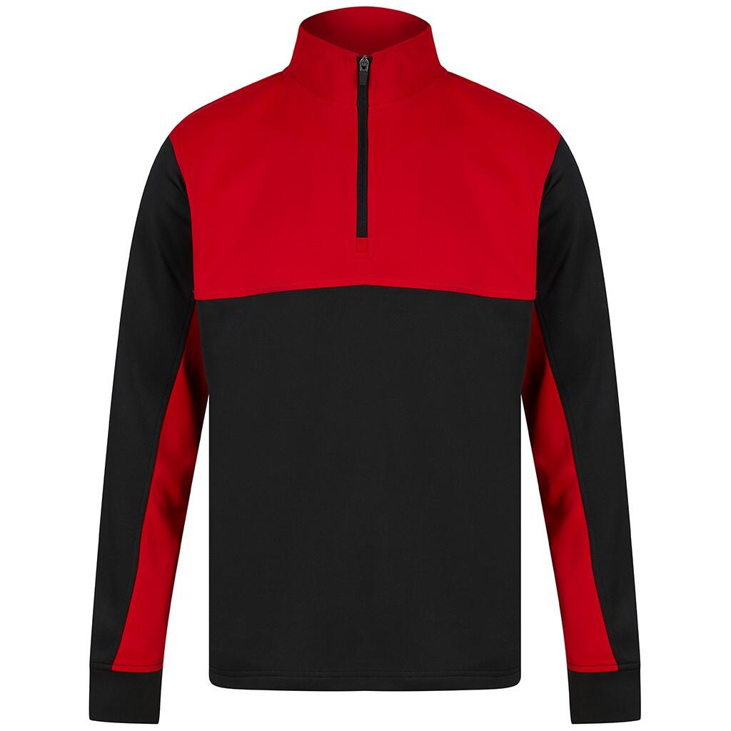 FINDEN & HALES Mens Quarter Zip Track Top (Black/Red)