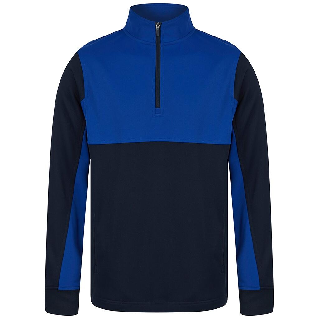 FINDEN & HALES Mens Quarter Zip Track Top (Navy/Royal Blue)