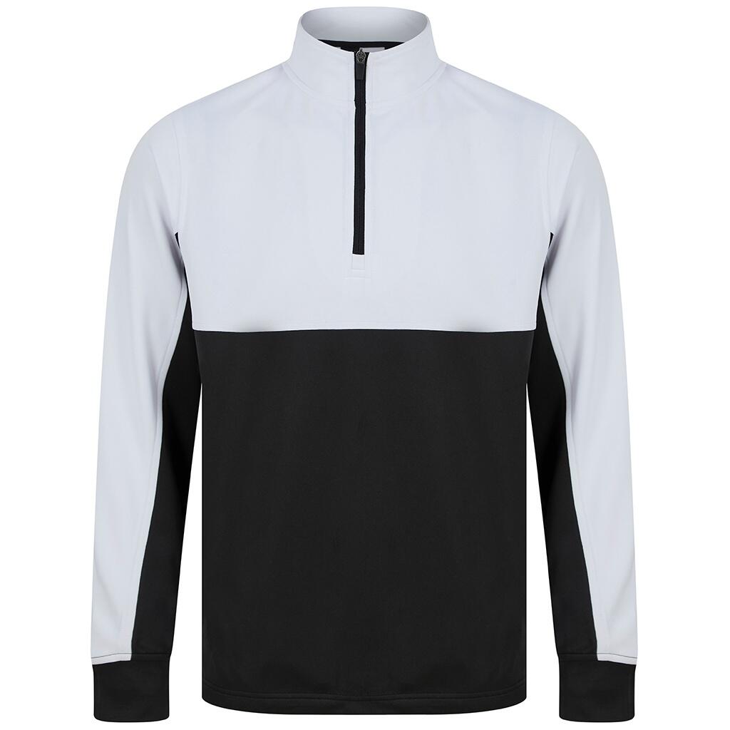 FINDEN & HALES Mens Quarter Zip Track Top (Black/White)
