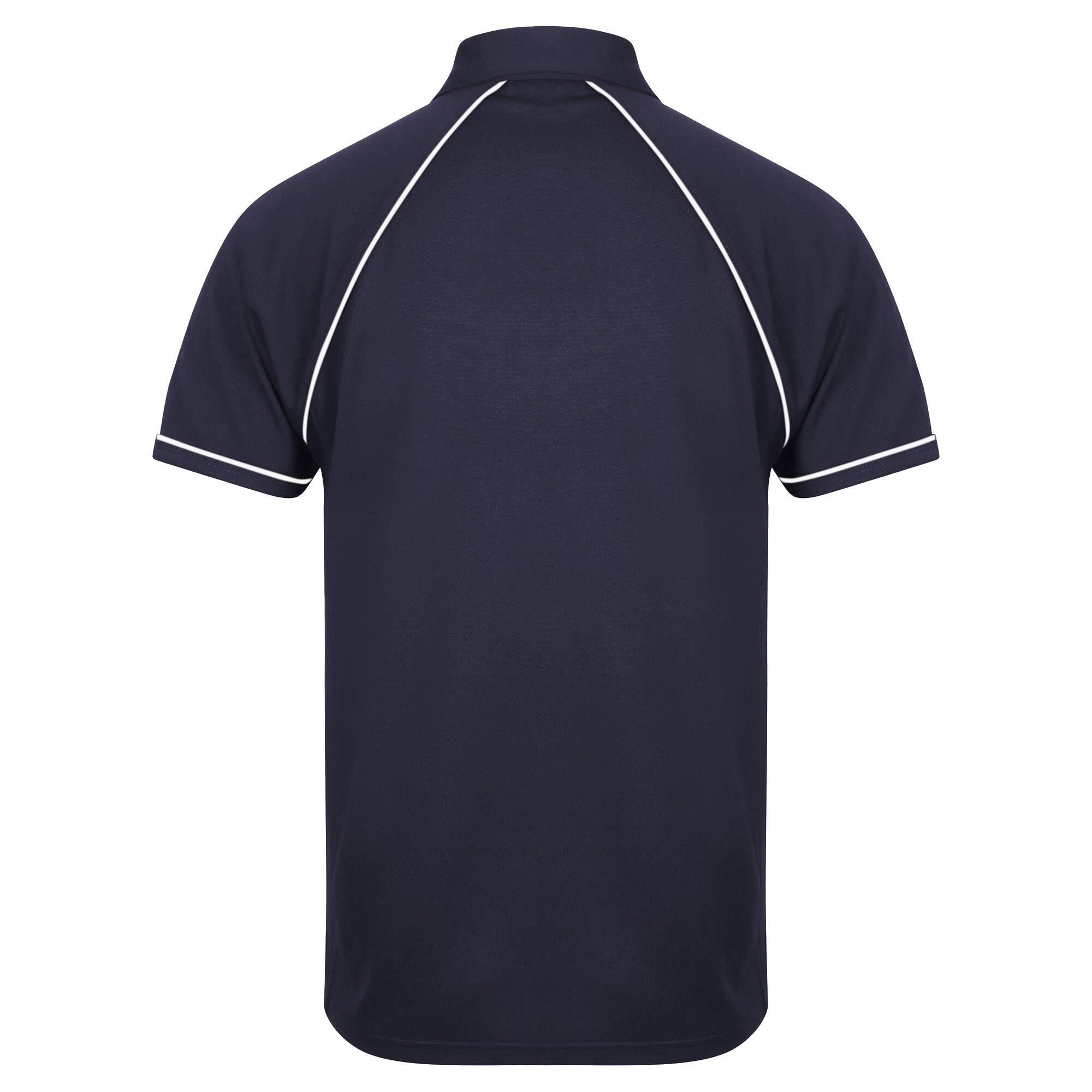 Mens Piped Performance Sports Polo Shirt (Navy/White) 2/2