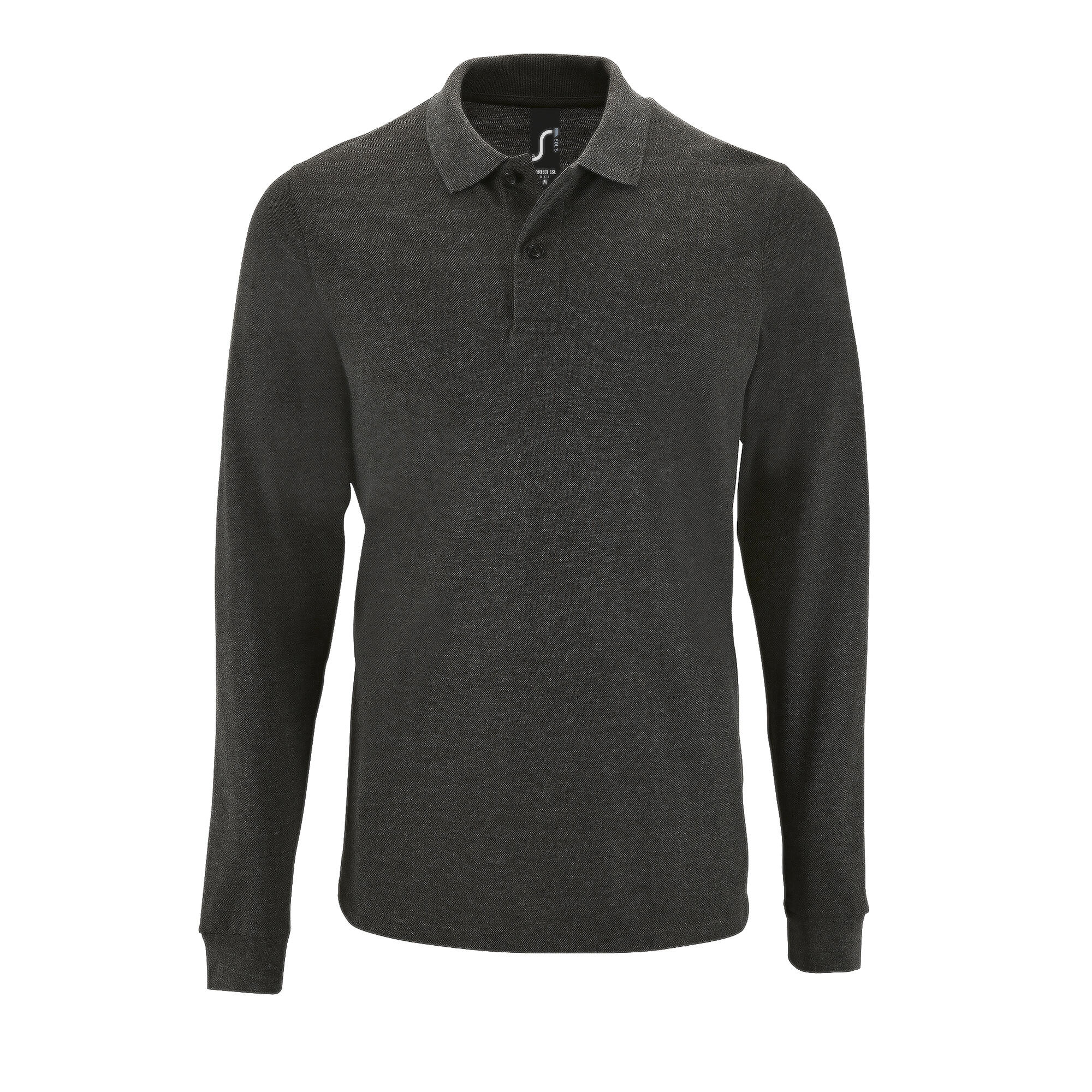 SOL'S Mens Perfect Long Sleeve Pique Polo Shirt (Charcoal Marl)
