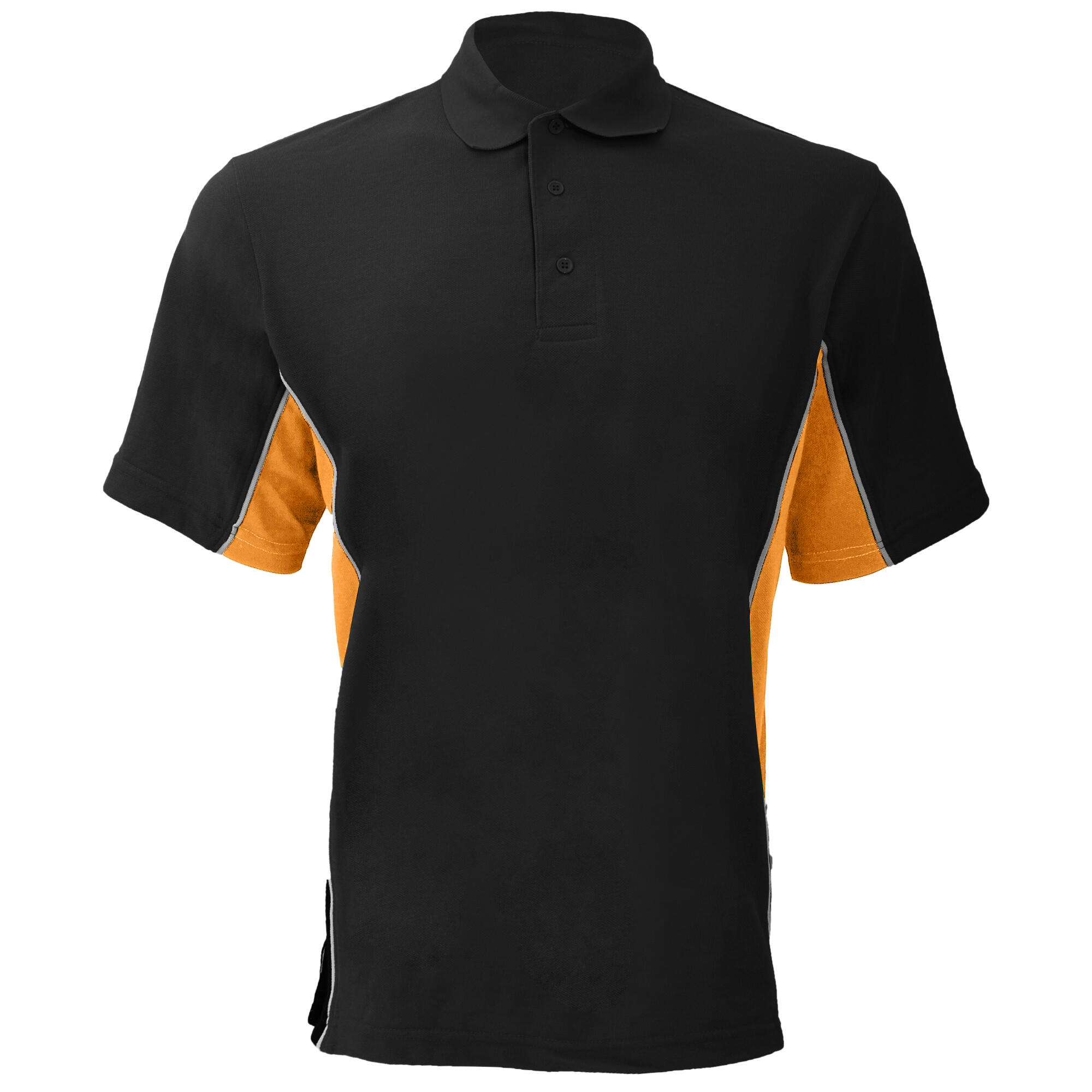 GAMEGEAR ® Mens Track Pique Short Sleeve Polo Shirt Top (Black/Orange/White)