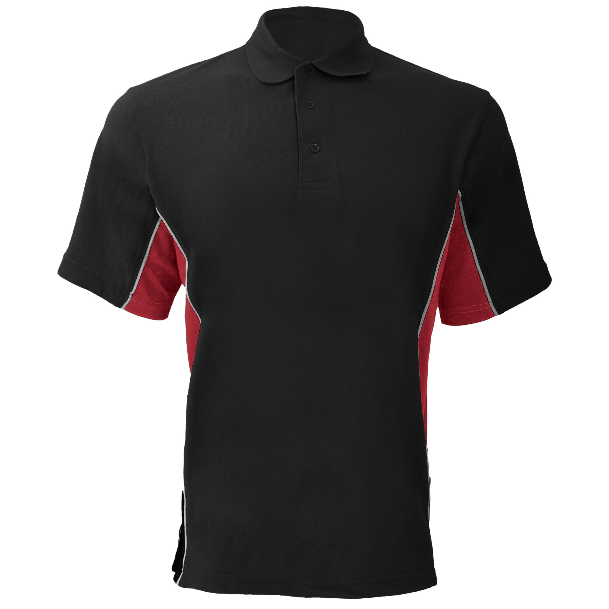 GAMEGEAR ® Mens Track Pique Short Sleeve Polo Shirt Top (Black/Red/White)