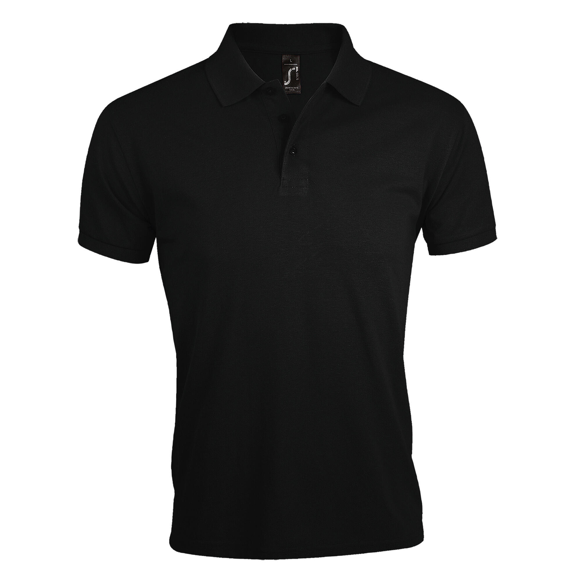 SOL'S Mens Prime Pique Plain Short Sleeve Polo Shirt (Black)