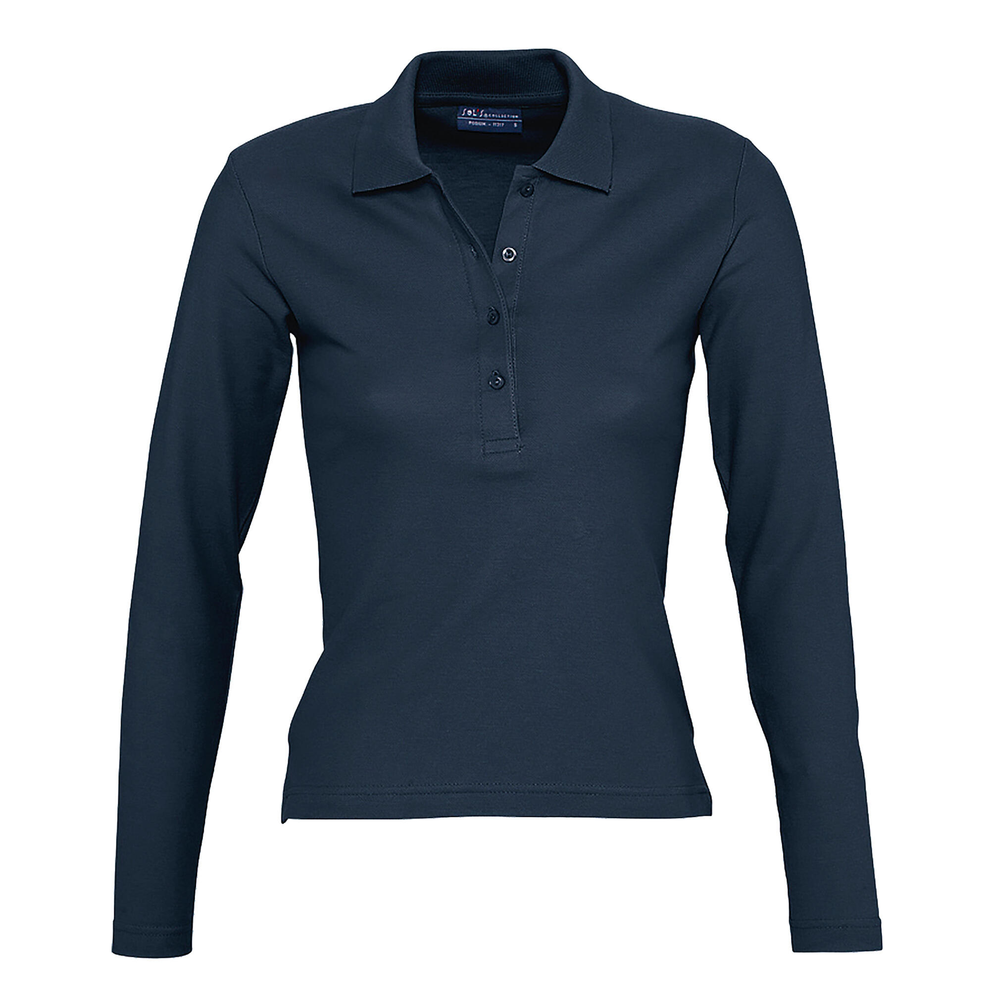 SOL'S Womens/Ladies Podium Cotton Pique LongSleeved Polo Shirt (Denim)