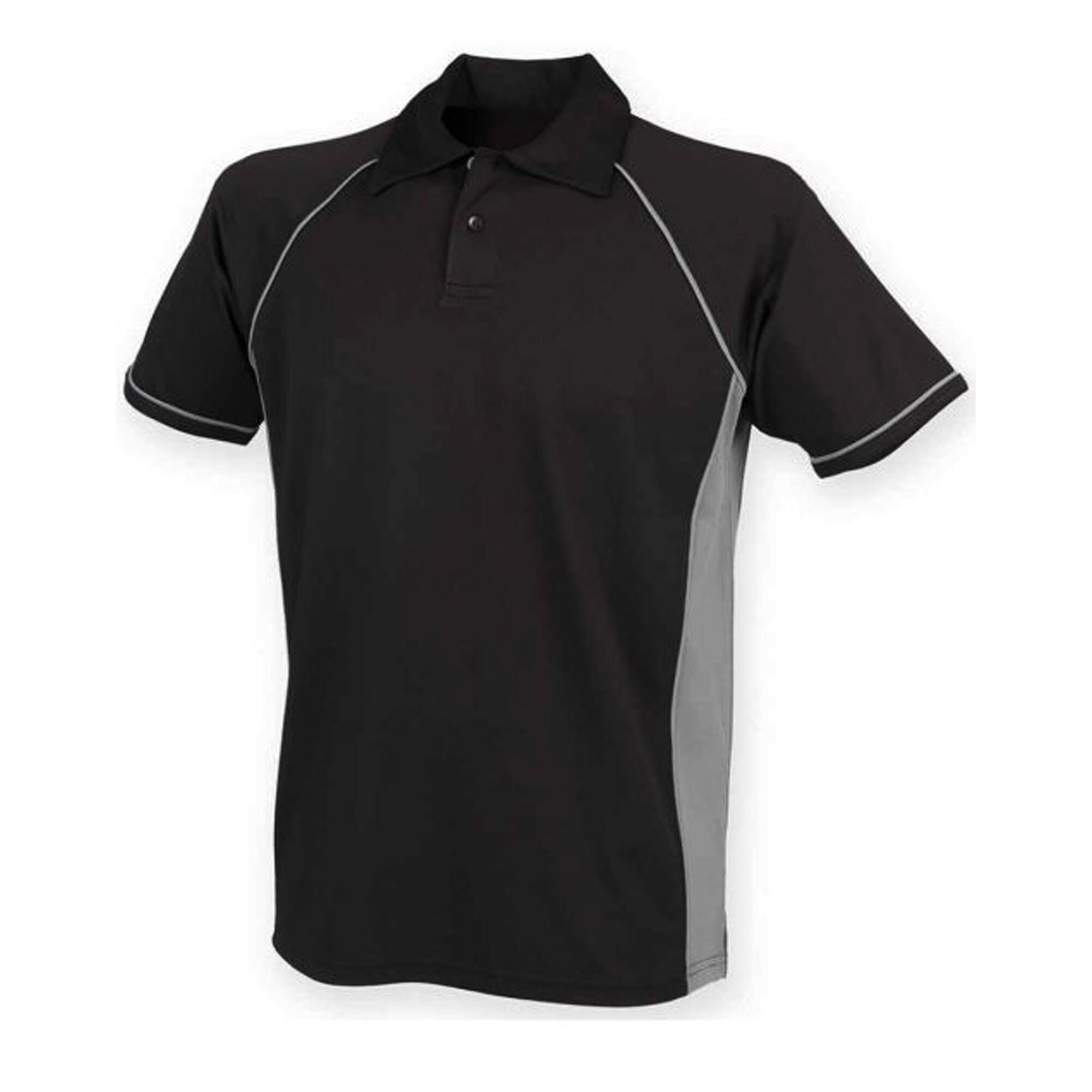 FINDEN & HALES Finden And Hales Mens Performance Piped Polo Shirt (Grey/Black)