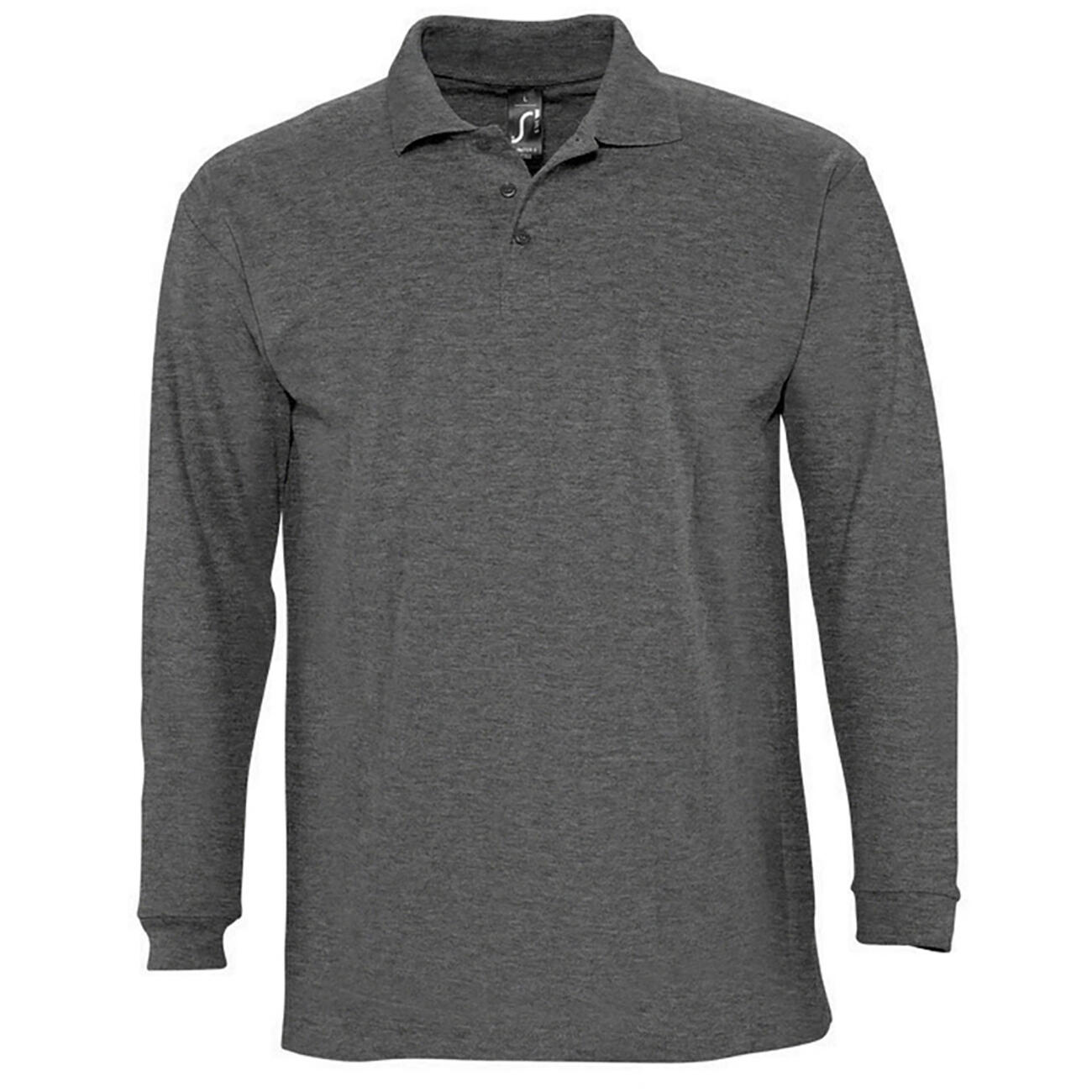 SOL'S Mens Winter II Long Sleeve Pique Cotton Polo Shirt (Charcoal Marl)