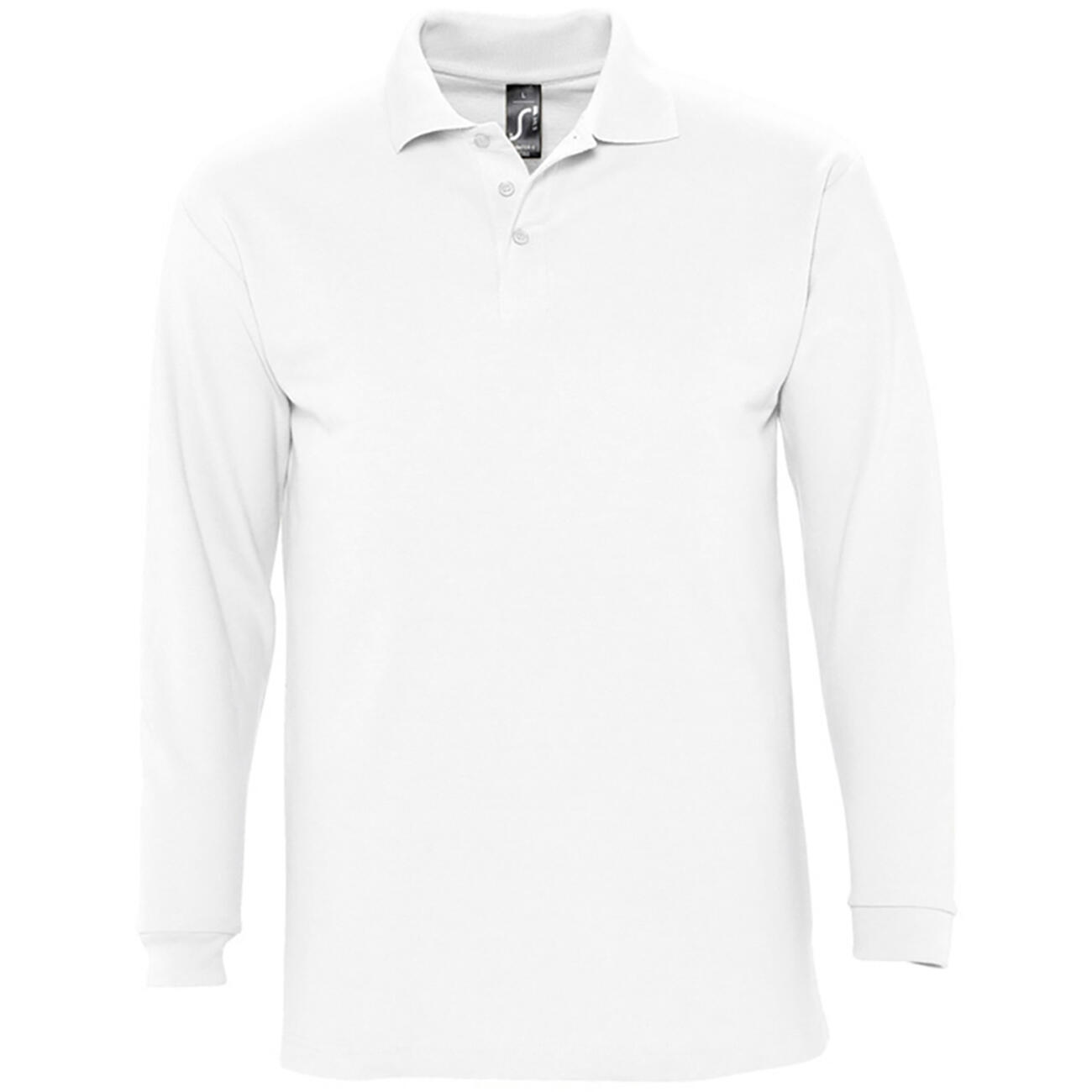 SOL'S Mens Winter II Long Sleeve Pique Cotton Polo Shirt (White)