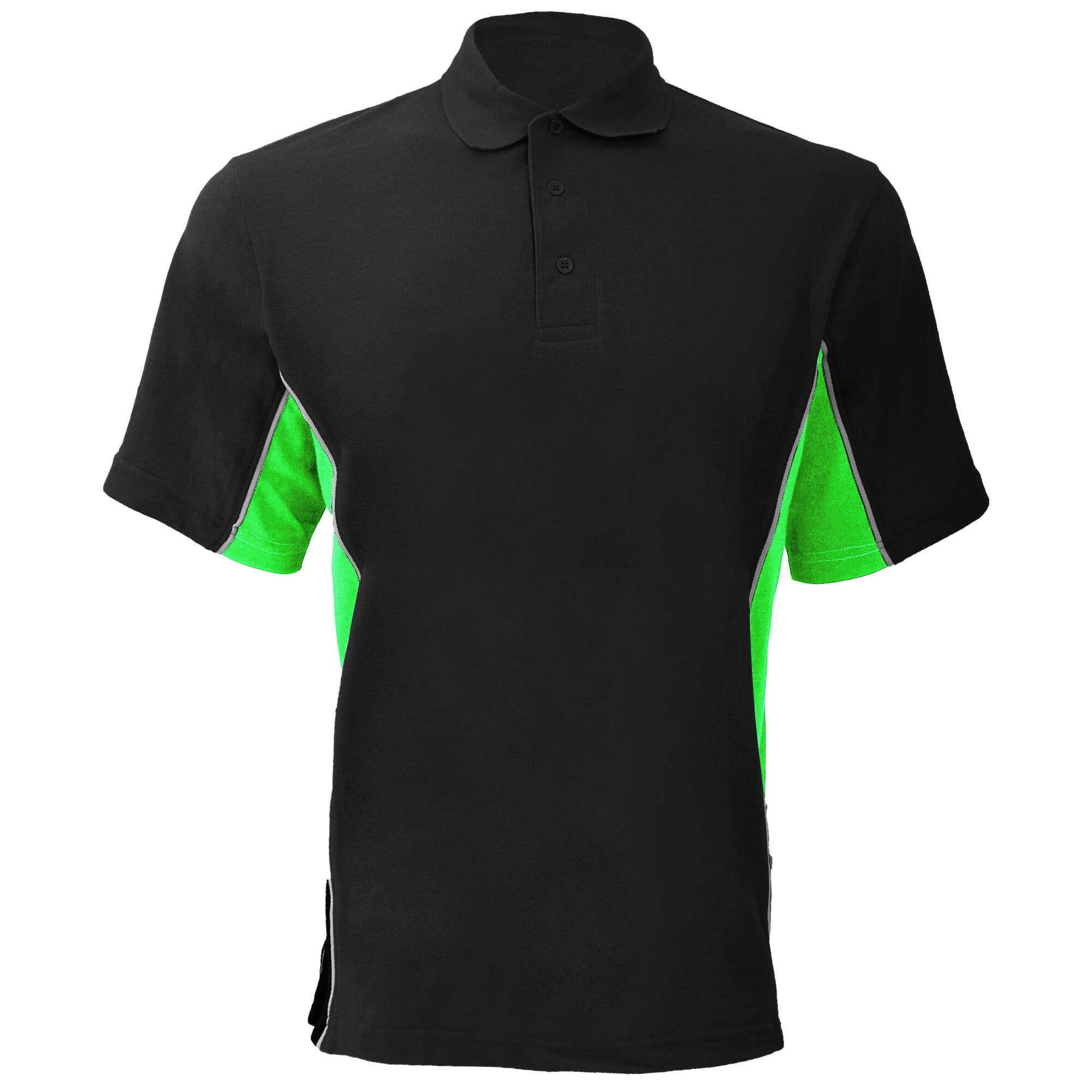GAMEGEAR ® Mens Track Pique Short Sleeve Polo Shirt Top (Black/Lime/White)