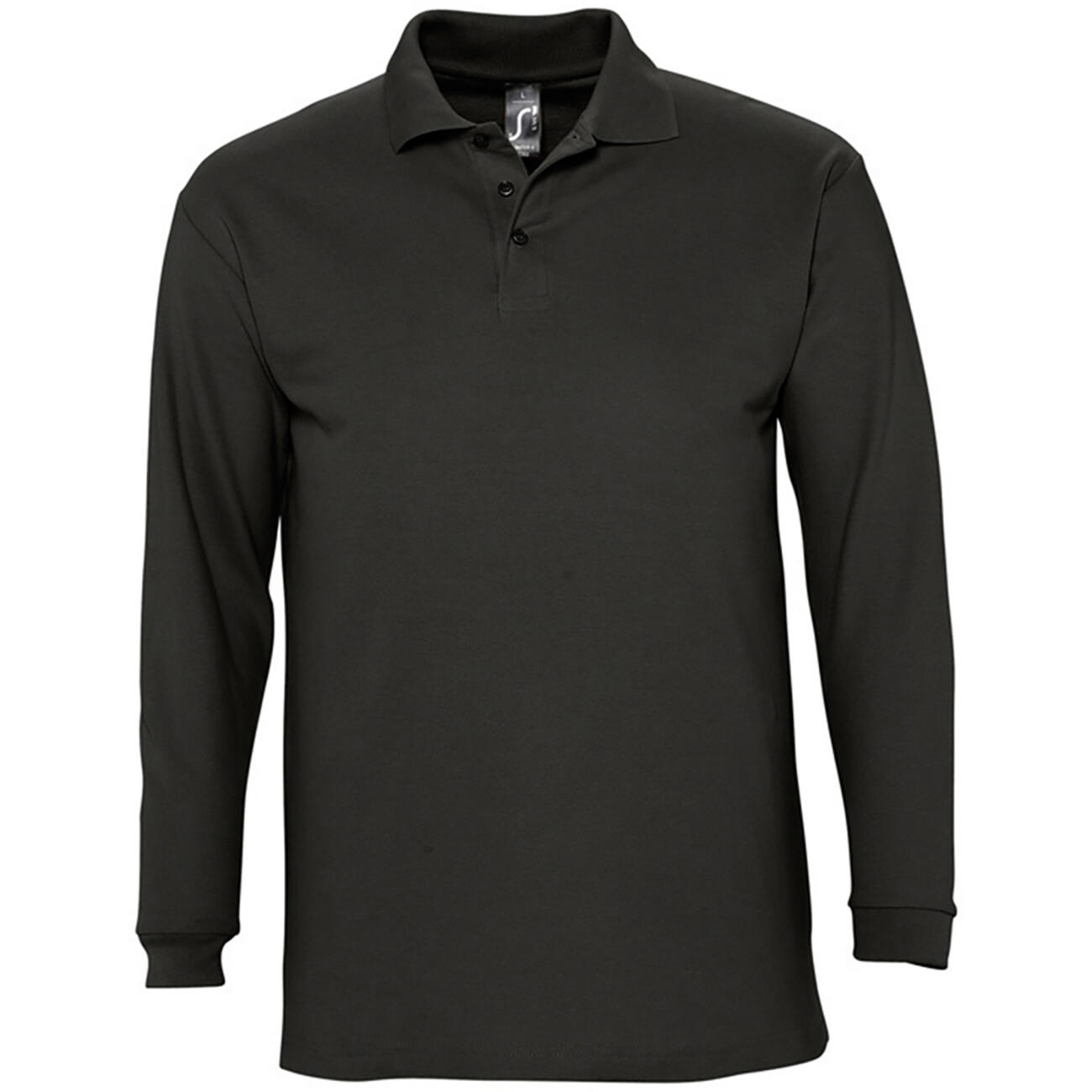 SOL'S Mens Winter II Long Sleeve Pique Cotton Polo Shirt (Black)
