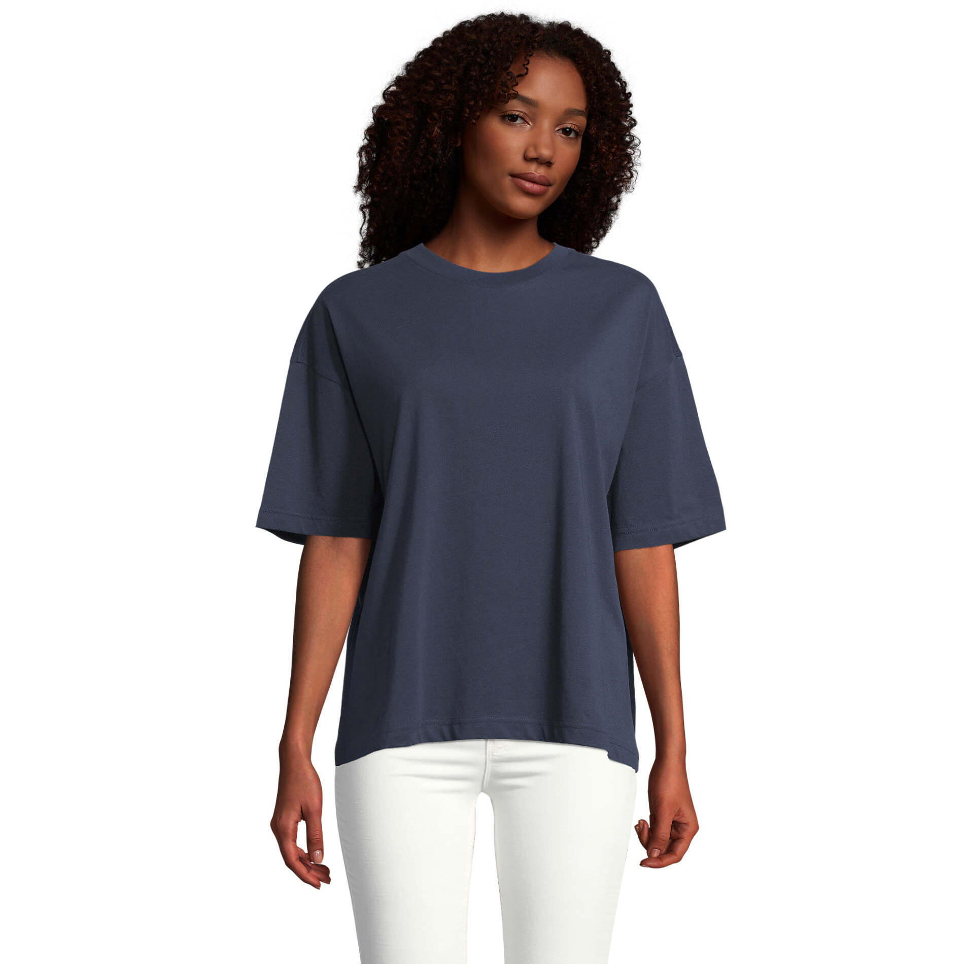 Womens/Ladies Boxy Oversized TShirt (French Navy) 3/5