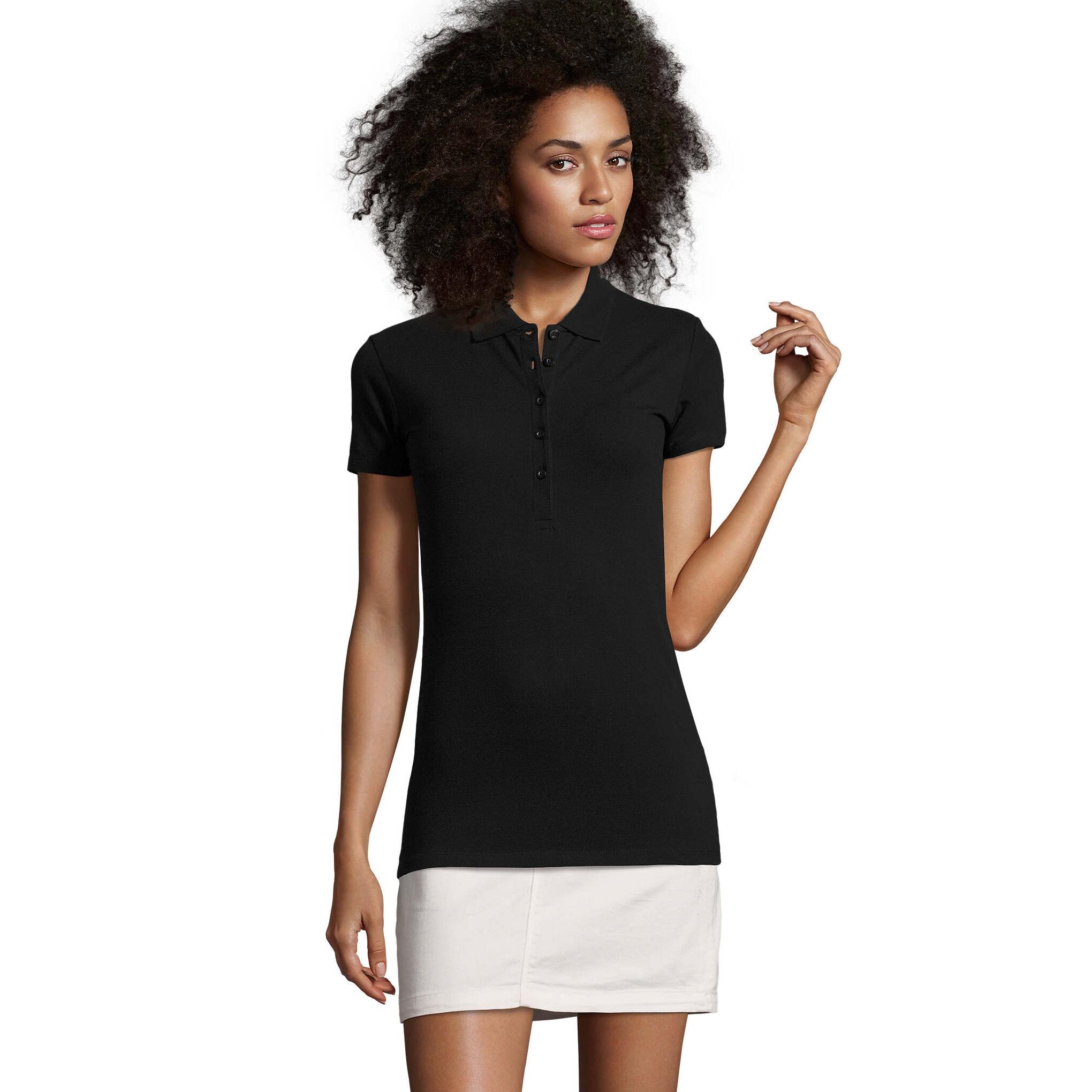 Womens/Ladies Phoenix Short Sleeve Pique Polo Shirt (Black) 2/3