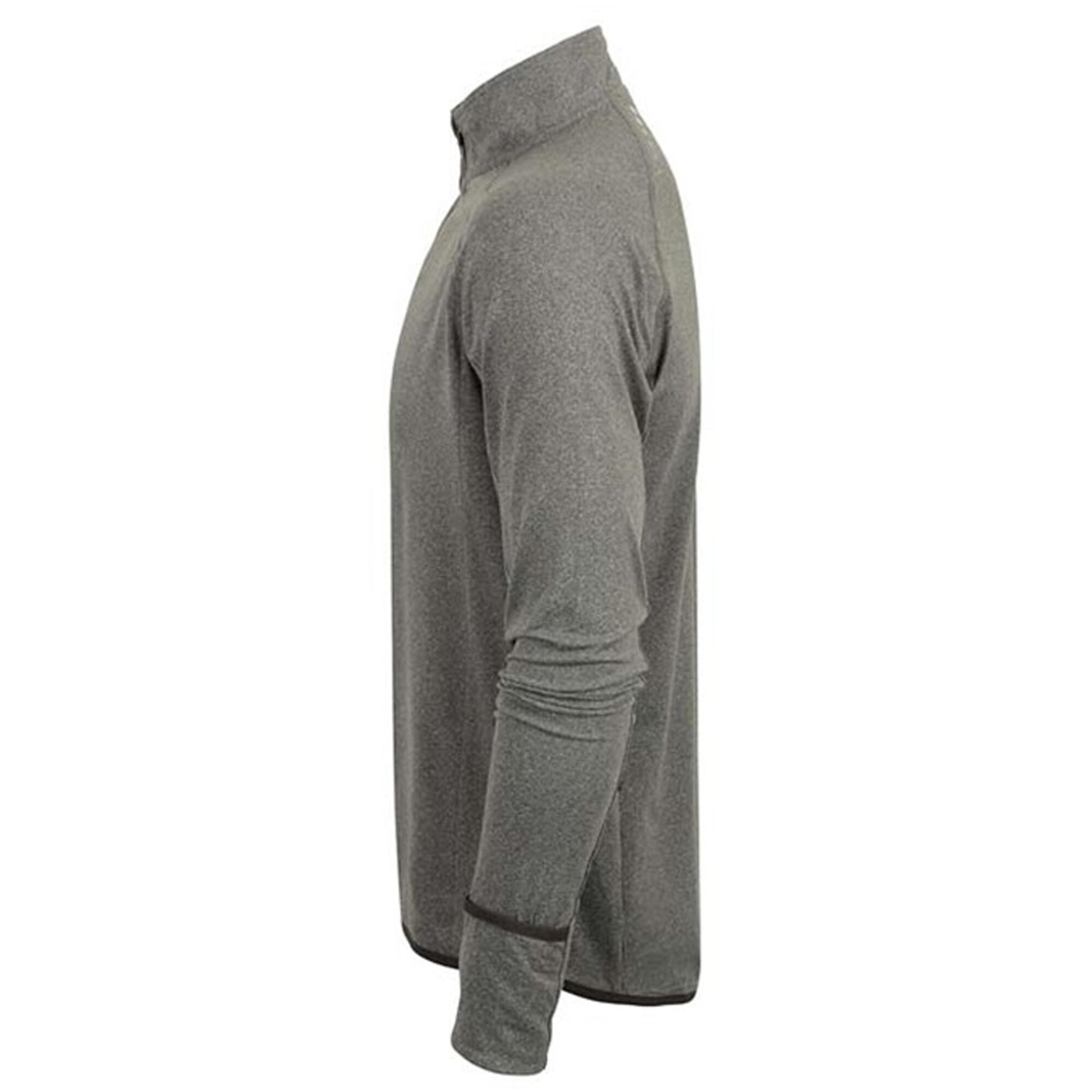 Mens Long Sleeve Zip Neck Performance Top (Grey Marl) 3/3