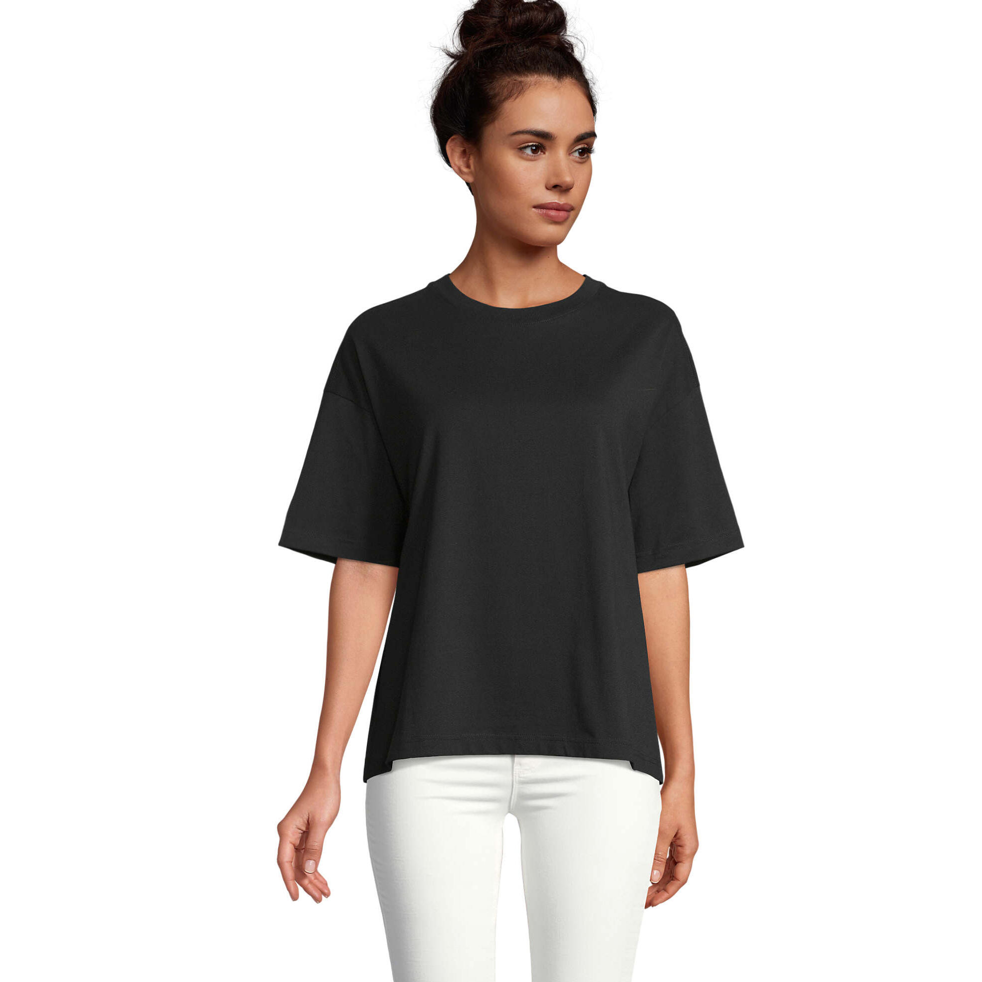 Womens/Ladies Boxy Oversized TShirt (Deep Black) 4/5