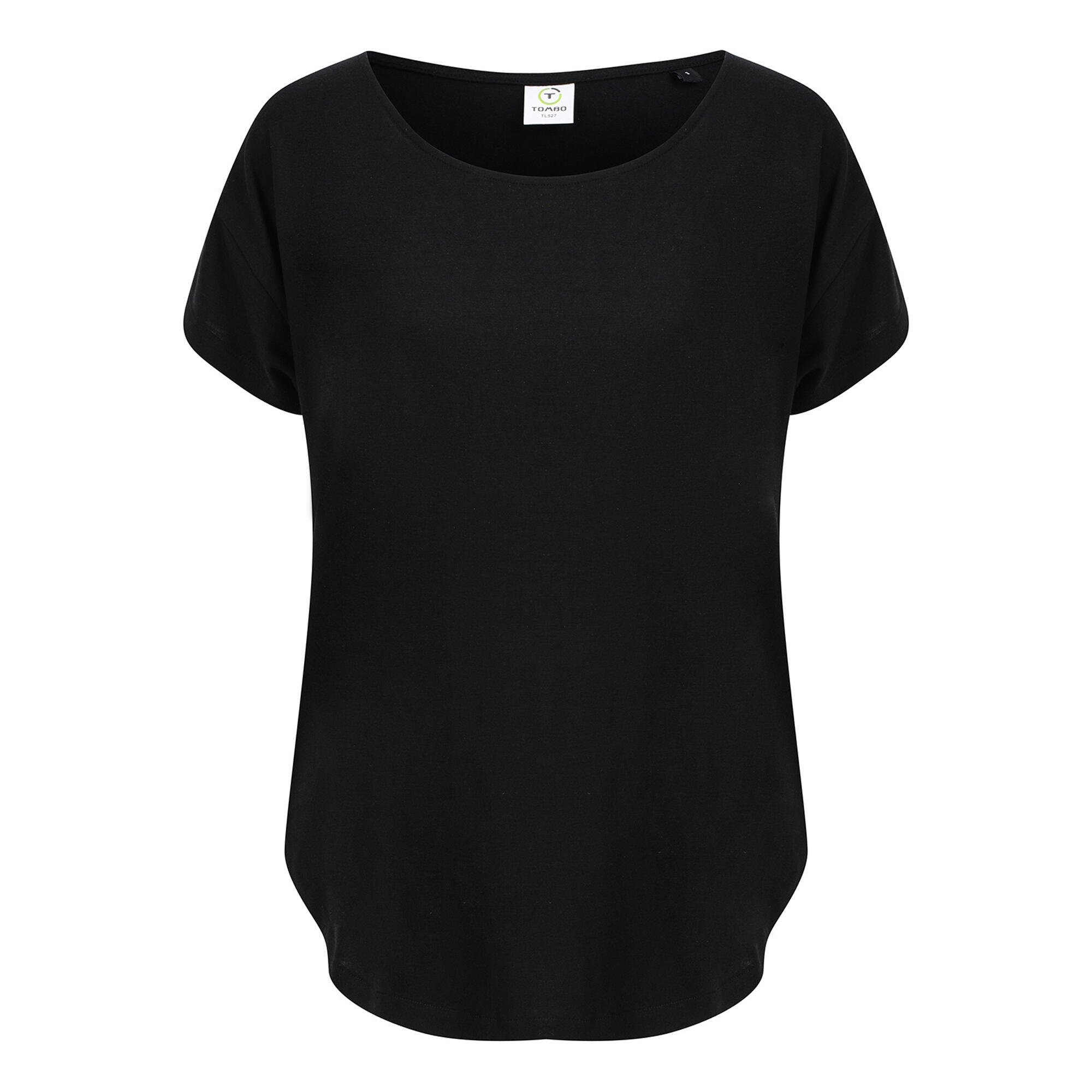 Womens/Ladies Scoop Neck TShirt (Black) 1/5