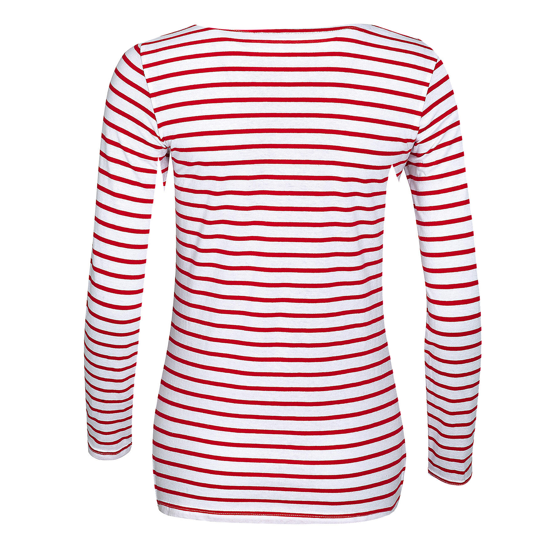Womens/Ladies Marine Long Sleeve Stripe TShirt (White/Red) 2/4