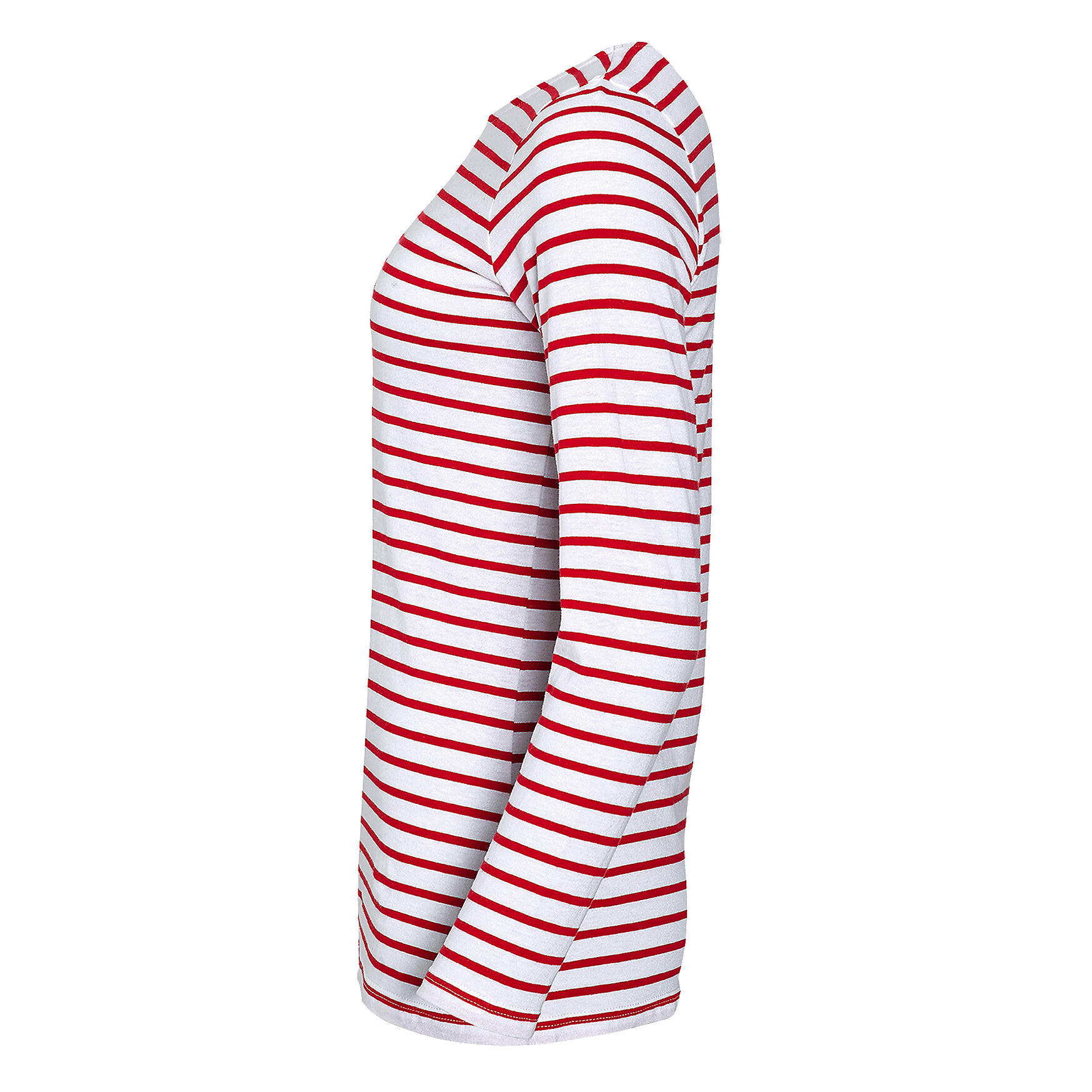 Womens/Ladies Marine Long Sleeve Stripe TShirt (White/Red) 3/4