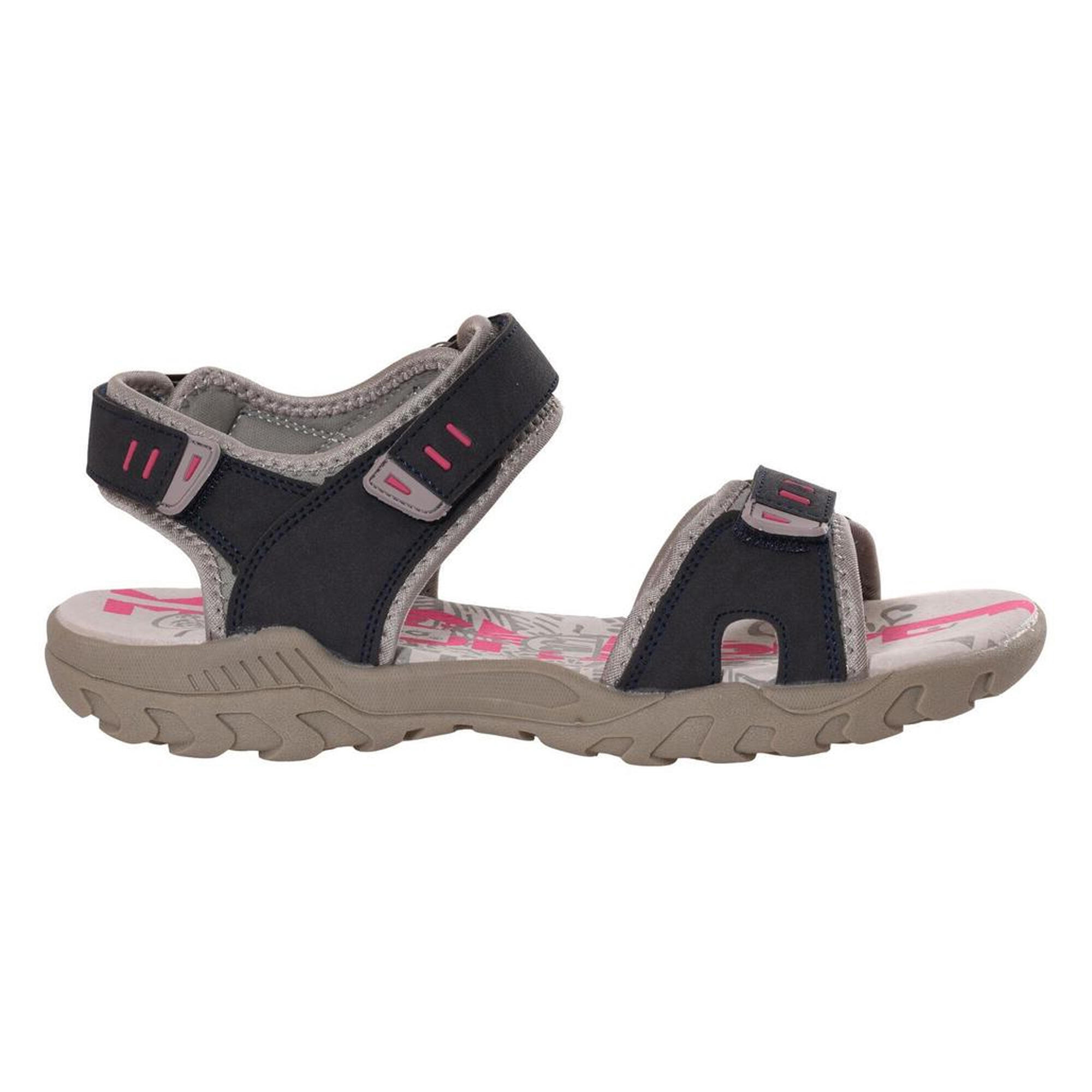 PDQ Womens/Ladies Toggle & Touch Fastening Sports Sandals (Navy/Grey)