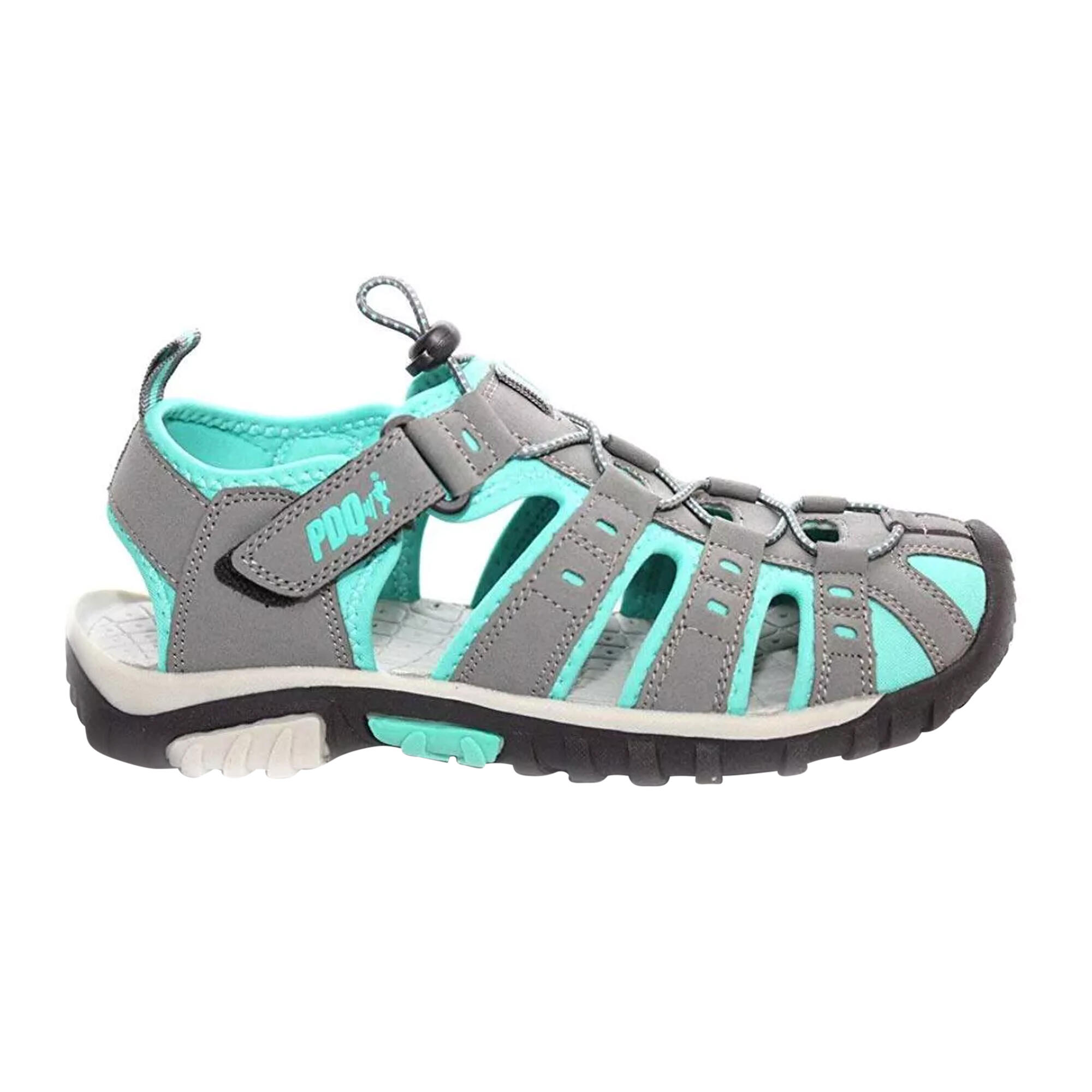 PDQ Womens/Ladies Toggle & Touch Fastening Sports Sandals (Grey/Jade)