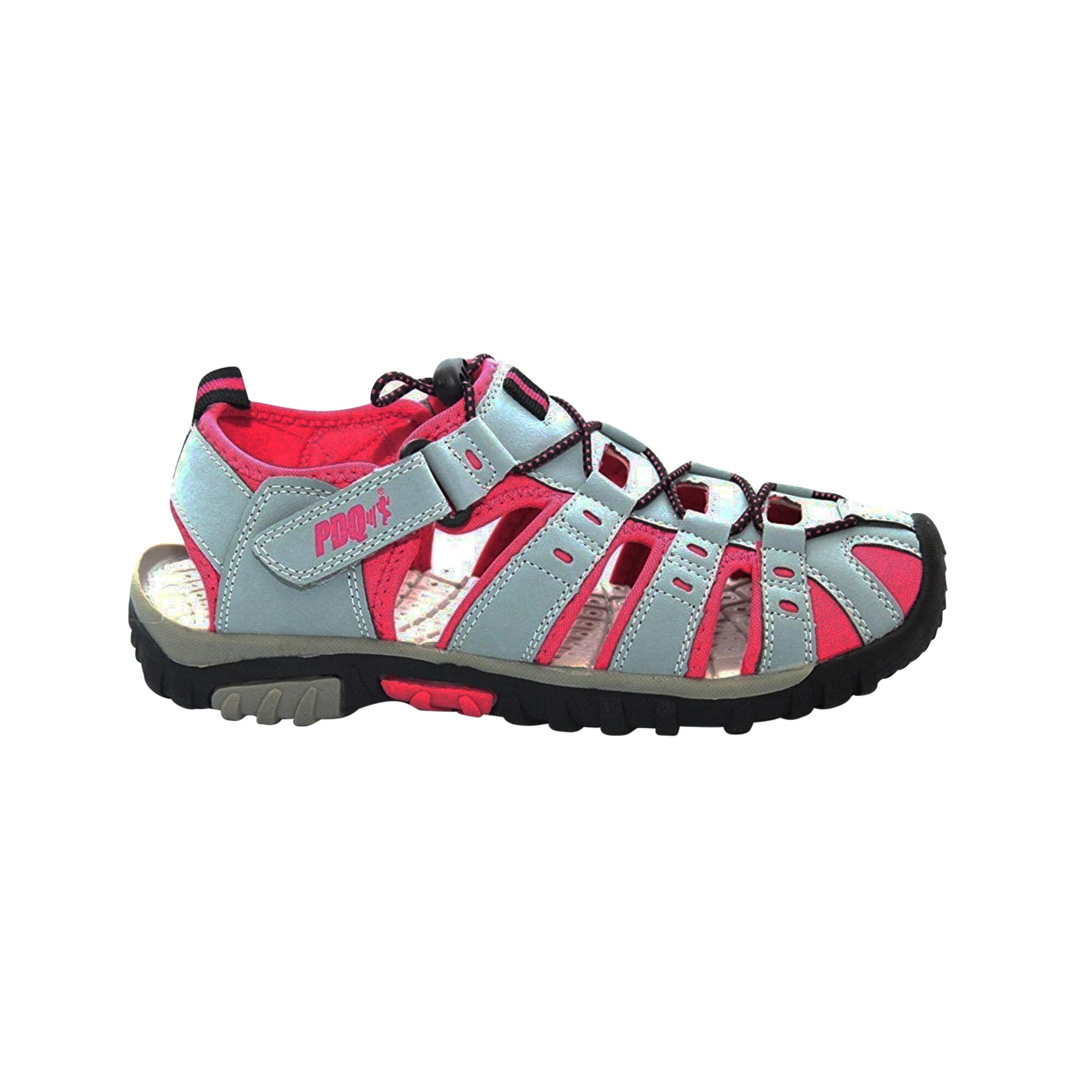PDQ Womens/Ladies Toggle & Touch Fastening Sports Sandals (Grey/Fuchsia)