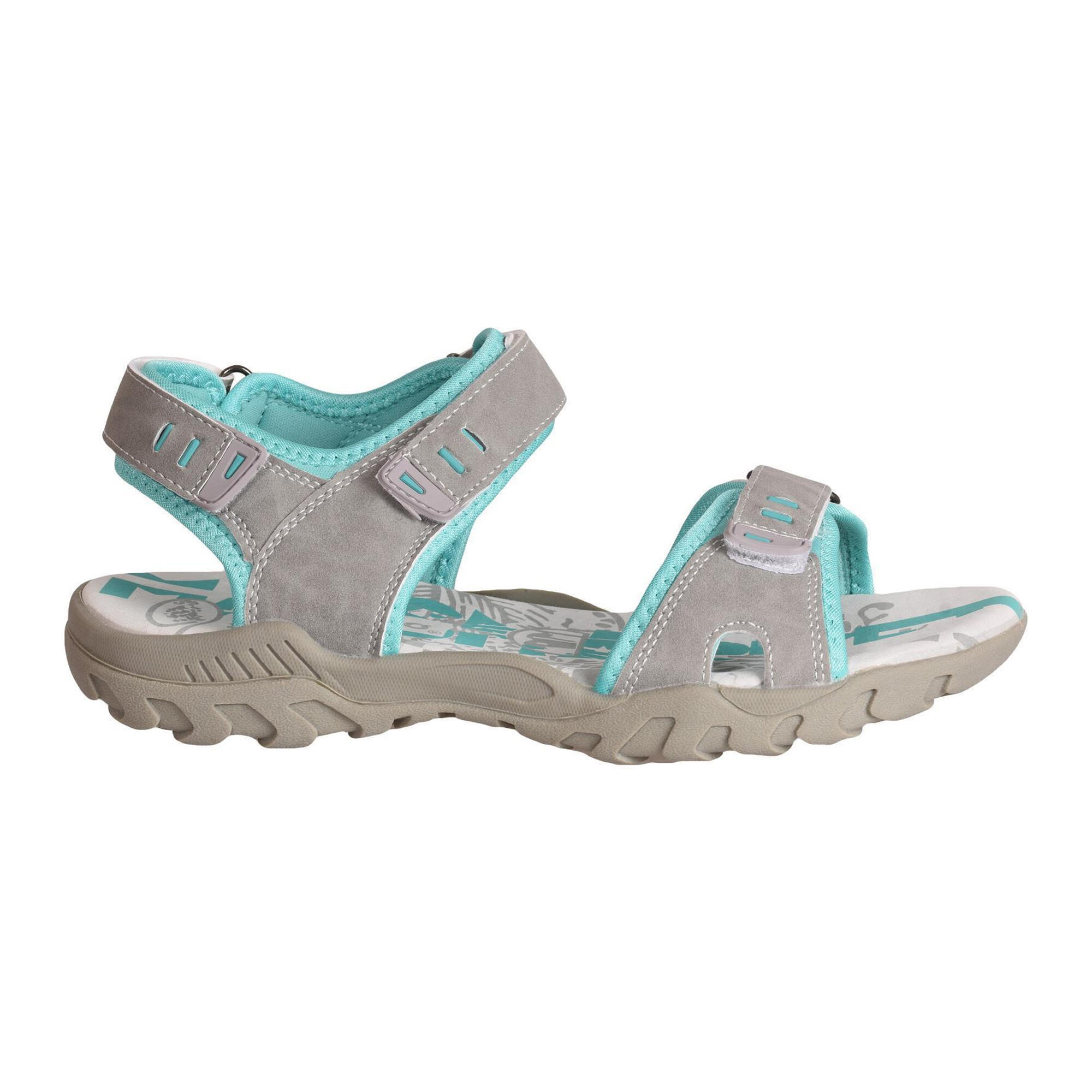 PDQ Womens/Ladies Toggle & Touch Fastening Sports Sandals (Light Grey/Mint)