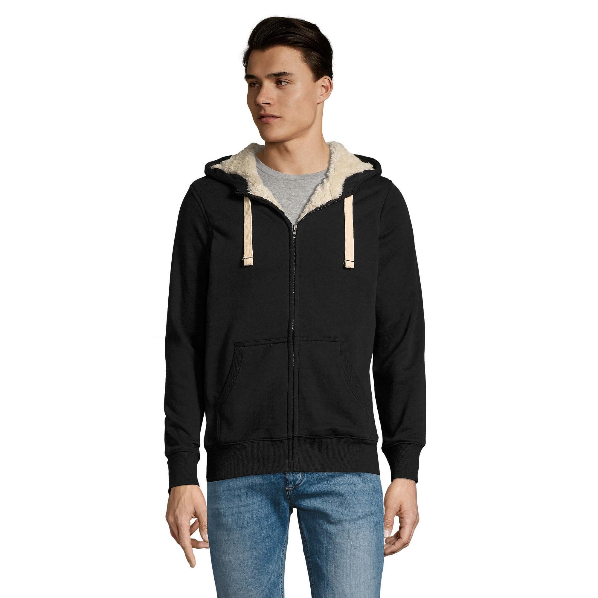 Sherpa Unisex ZipUp Hooded Sweatshirt / Hoodie (Black) 4/5