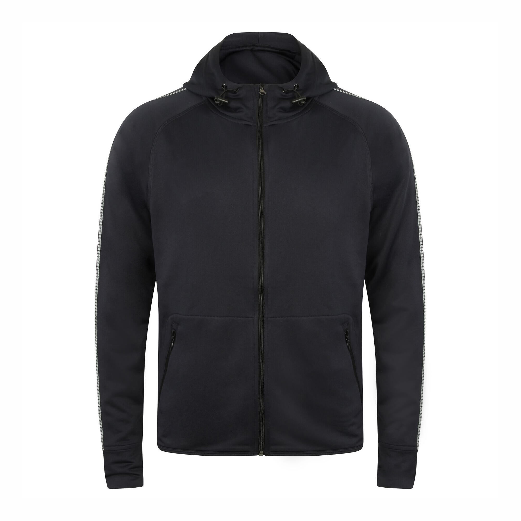 TOMBO TEAMSPORT Unisex Lightweight Running Hoodie With Reflective Tape (Black)