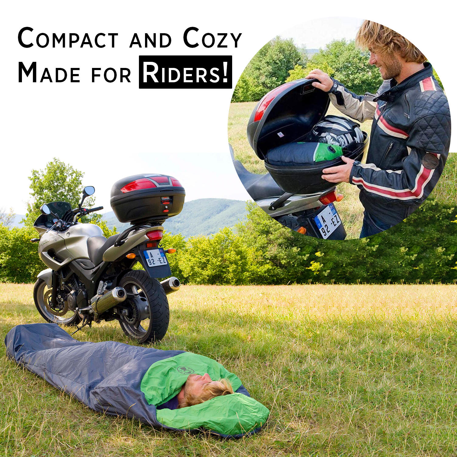 Biker 14⁰C Mummy Sleeping Bag, Super Lightweight & Compact, 990 Grams, Grey-Green