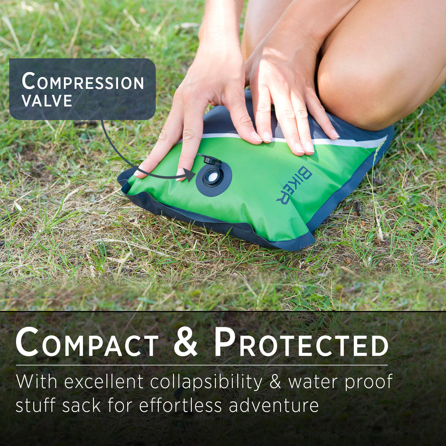 Biker 14⁰C Mummy Sleeping Bag, Super Lightweight & Compact, 990 Grams, Grey-Green