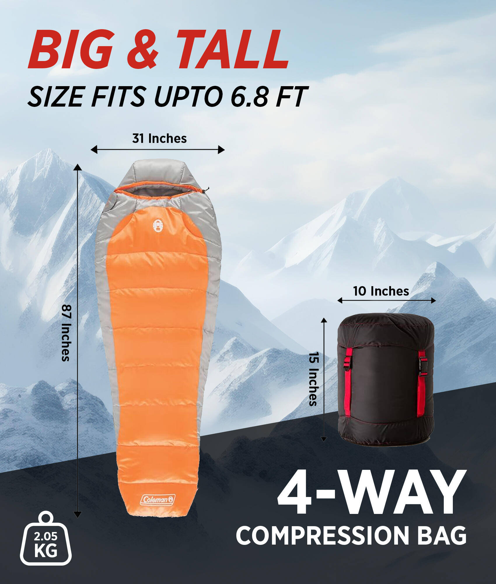 Coleman Silverton Mummy Sleeping Bag for Adults | Extreme -22 °C to Comfort 1°C | Extra Warm Perfect for Camping and Backpacking -  2