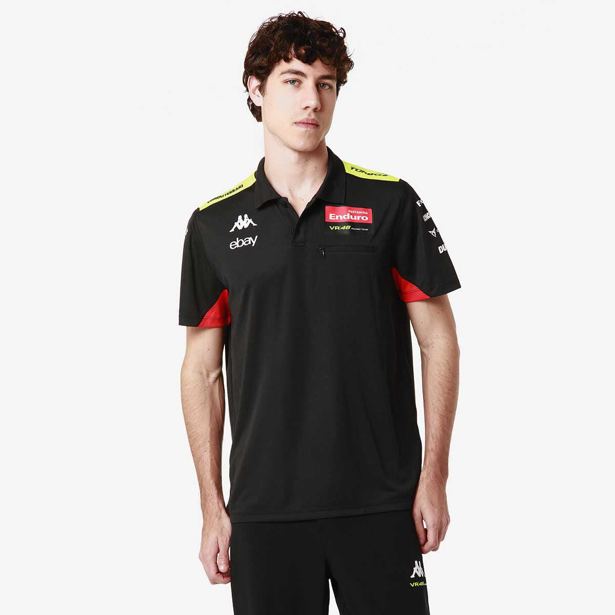 Polo da uomo in poliestere nero da moto 5/7