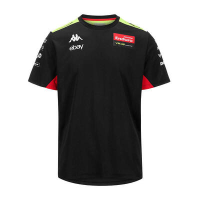 T-shirt da bambino in poliestere nero da moto