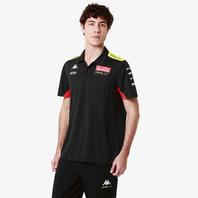 Polo da uomo in poliestere nero da moto