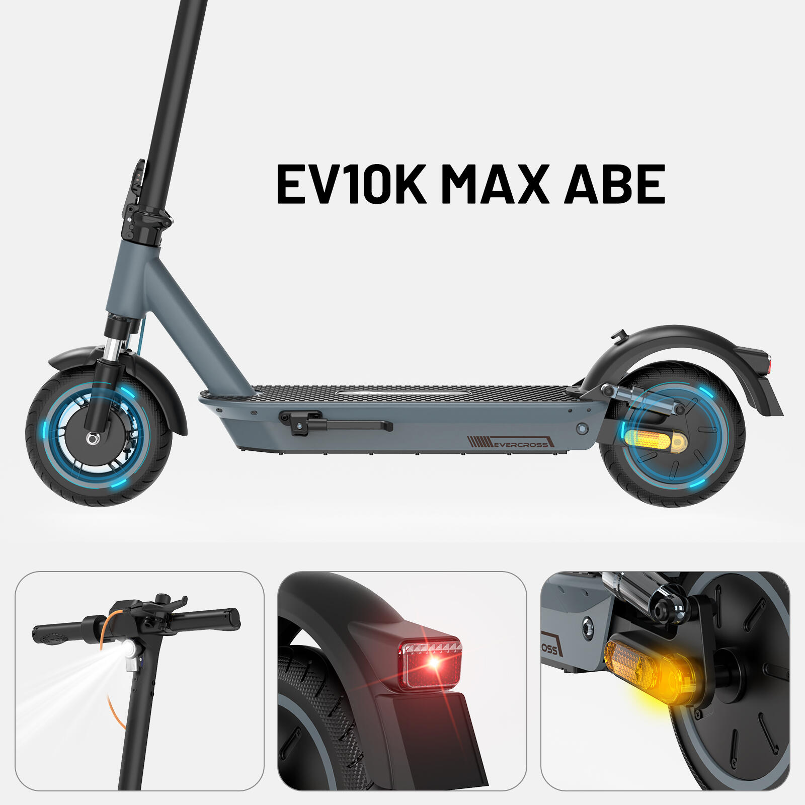 Trottinette électrique EVERCROSS H9 - Moteur 500W, Autonomie 45-65km, Pneus 10" Pleins, Pliable, Application - 11
