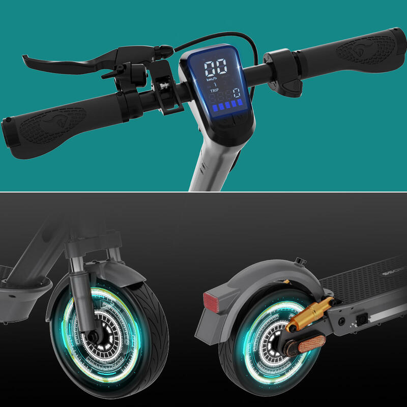 Trottinette Électrique Pliable Adulte-EVERCROSS EV10S MAX(ABE)-Gris Jaune-15,6