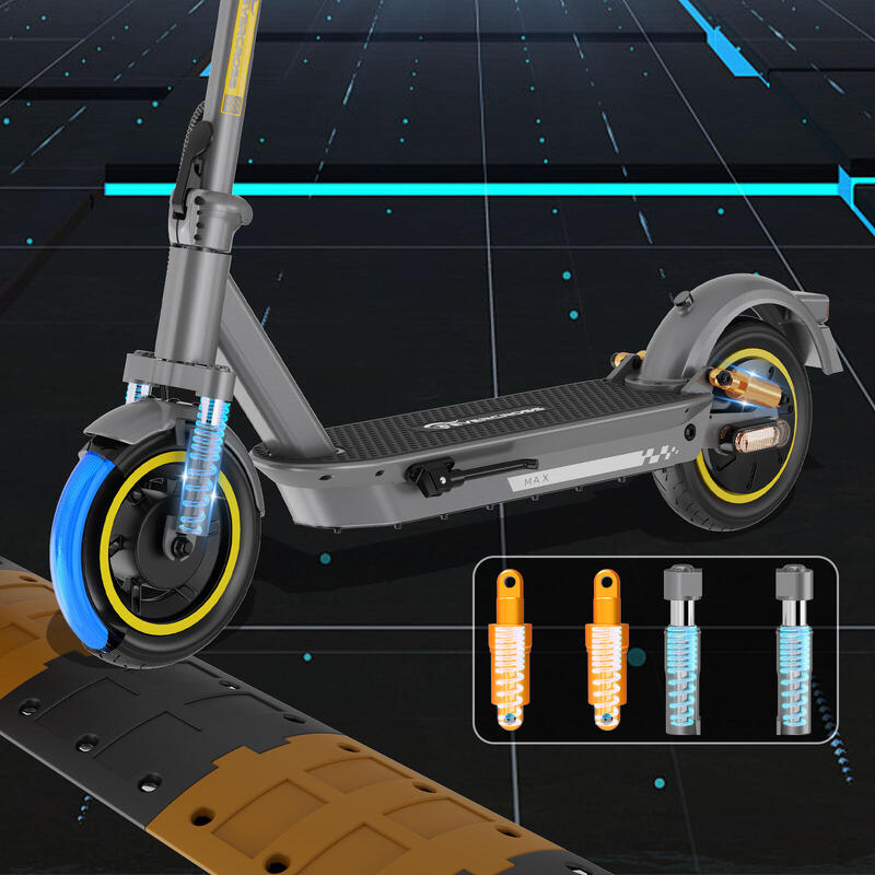 Trottinette Électrique Pliable Adulte-EVERCROSS EV10S MAX(ABE)-Gris Jaune-15,6