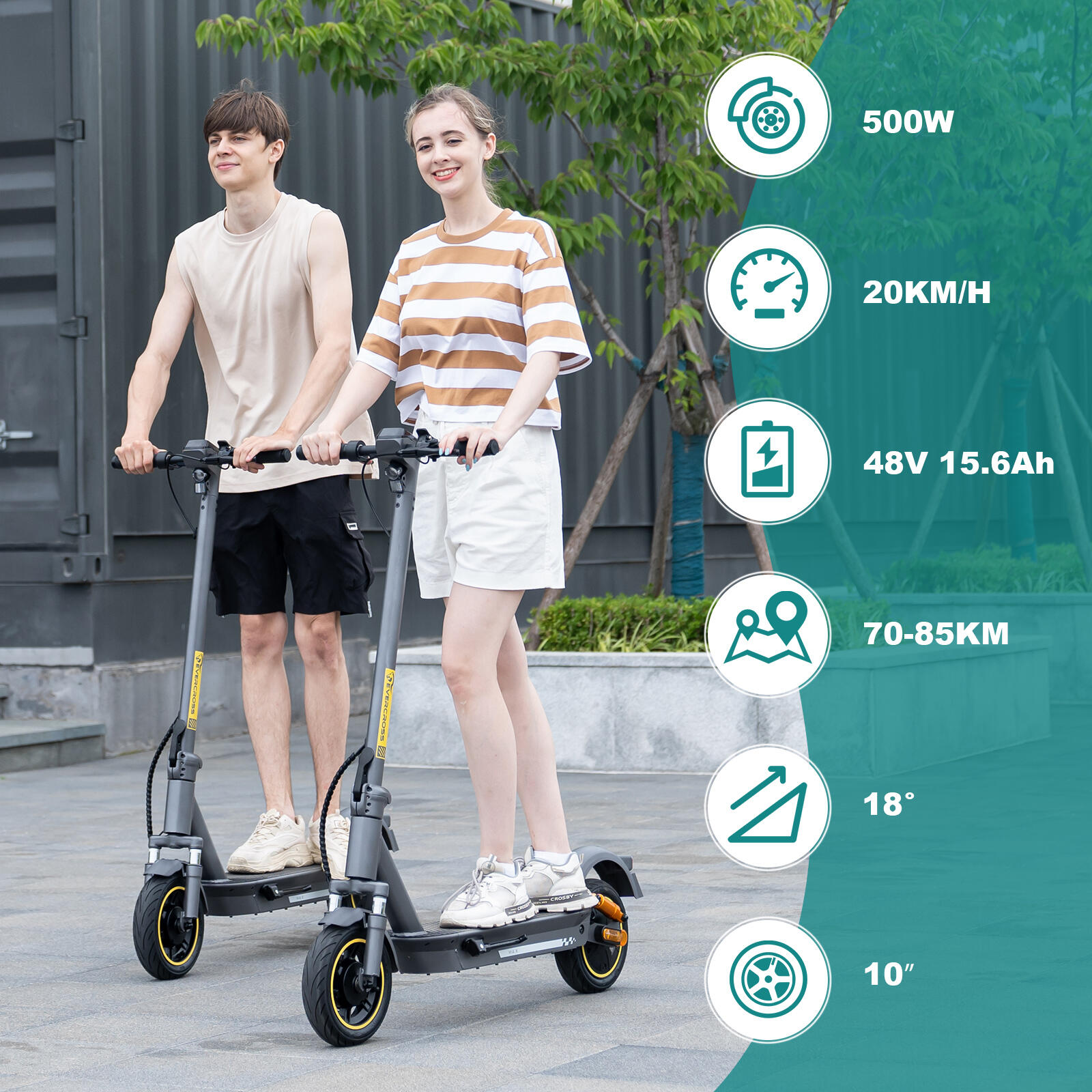 Elektrická Koloběžka Skládací EV10S MAX ABE–Motor 500W, APP, 70-150km,15.6Ah 2/7