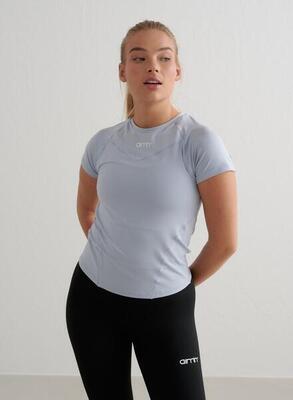 Dames yoga t-shirt met korte mouwen zacht vochtafvoerend lichtblauw