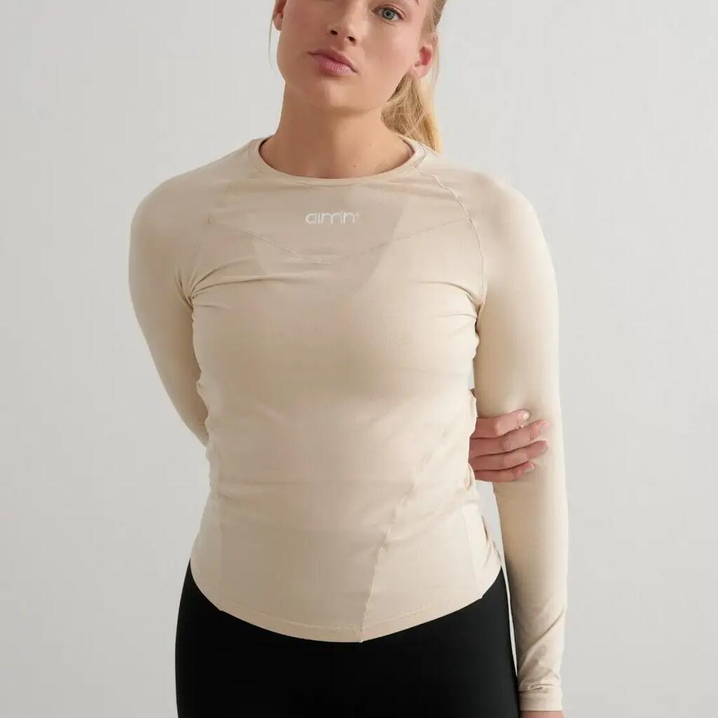 Women's Long Sleeve Top Ultra-Soft Quick-Dry 4-Way Stretch Soft Basic Beige